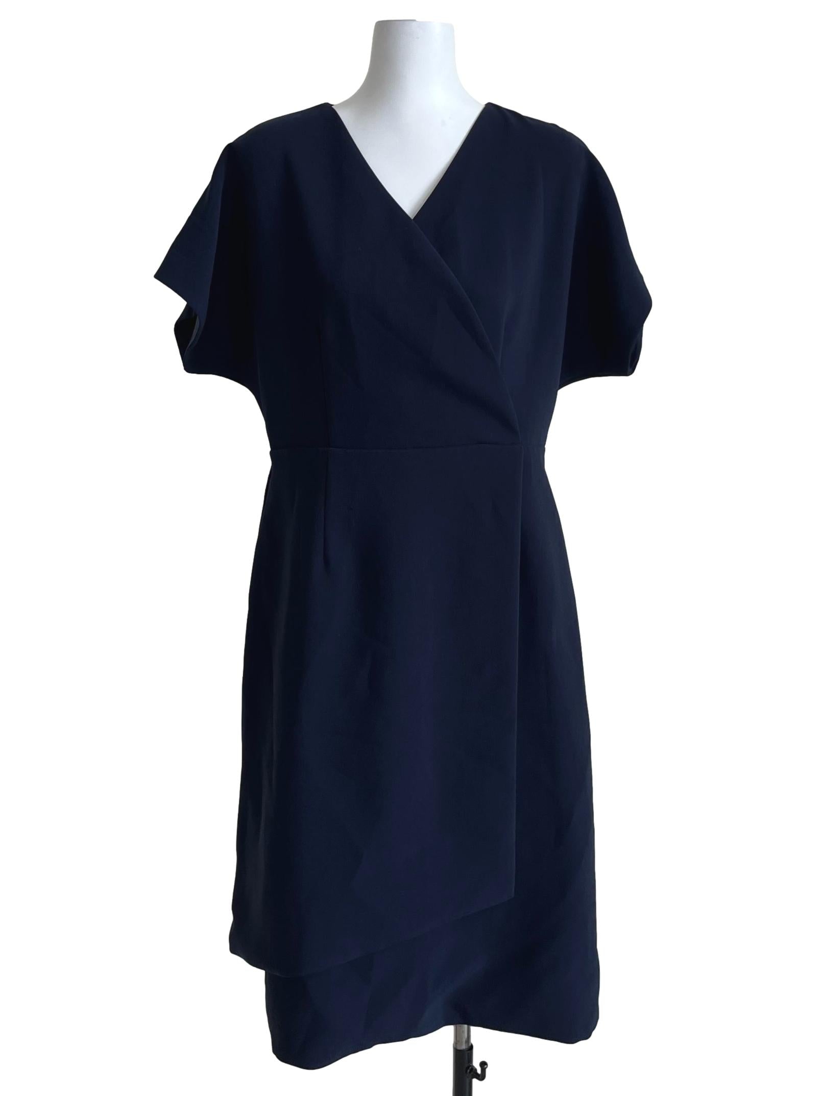 Navy Blue V-Neckline Empire Dress