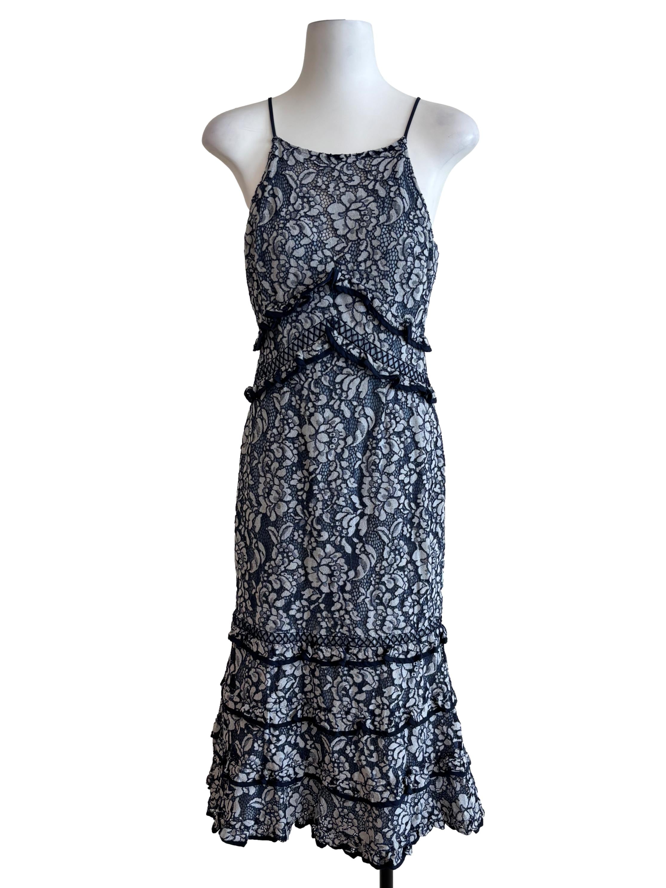 Stone Blue Floral Mermaid Lace Dress