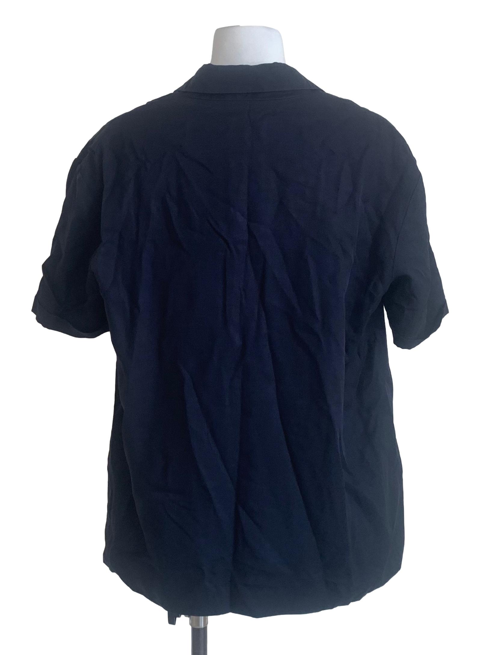 Navy Viscose Relaxed Collared Shirt OSN