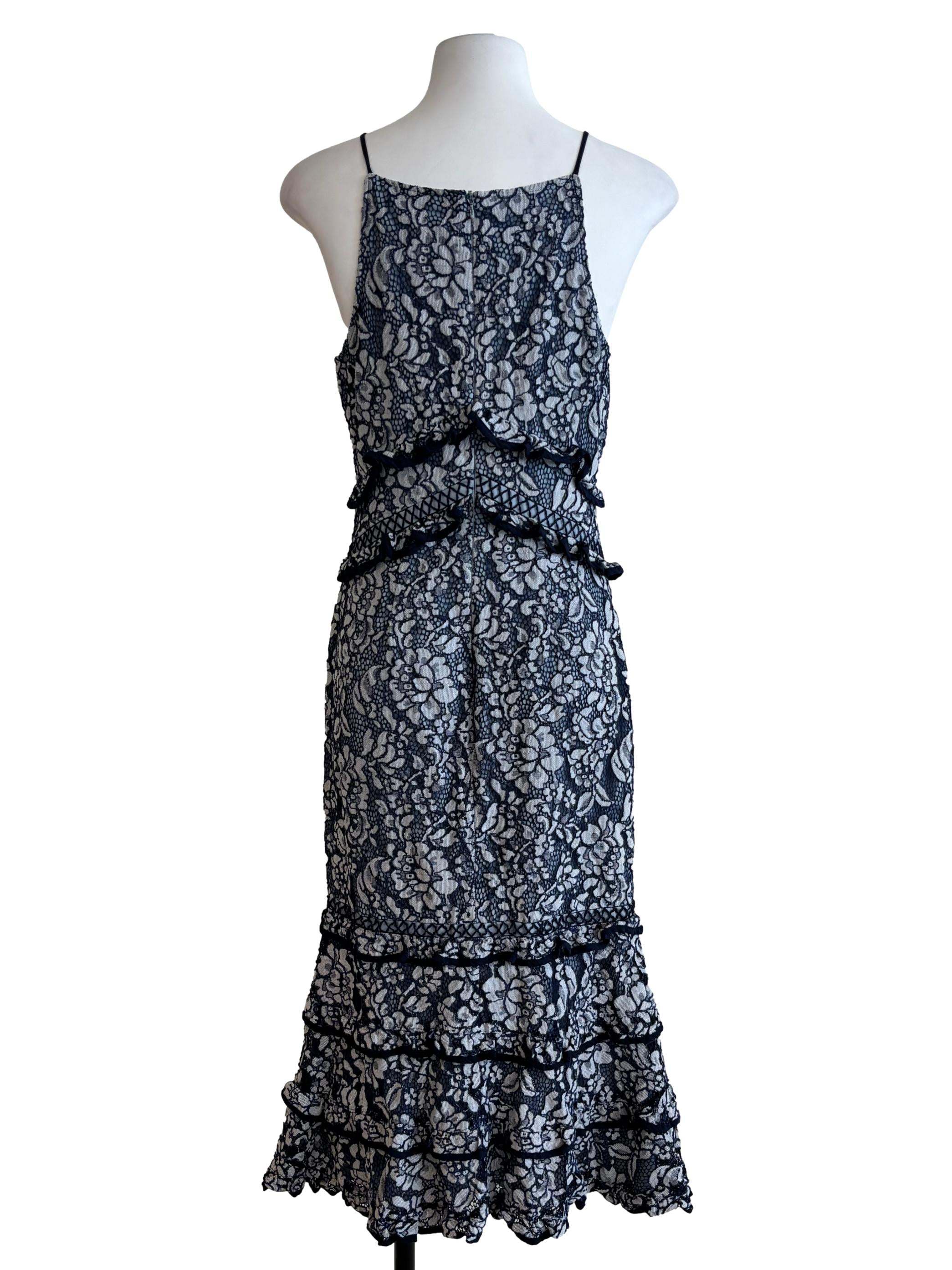 Stone Blue Floral Mermaid Lace Dress