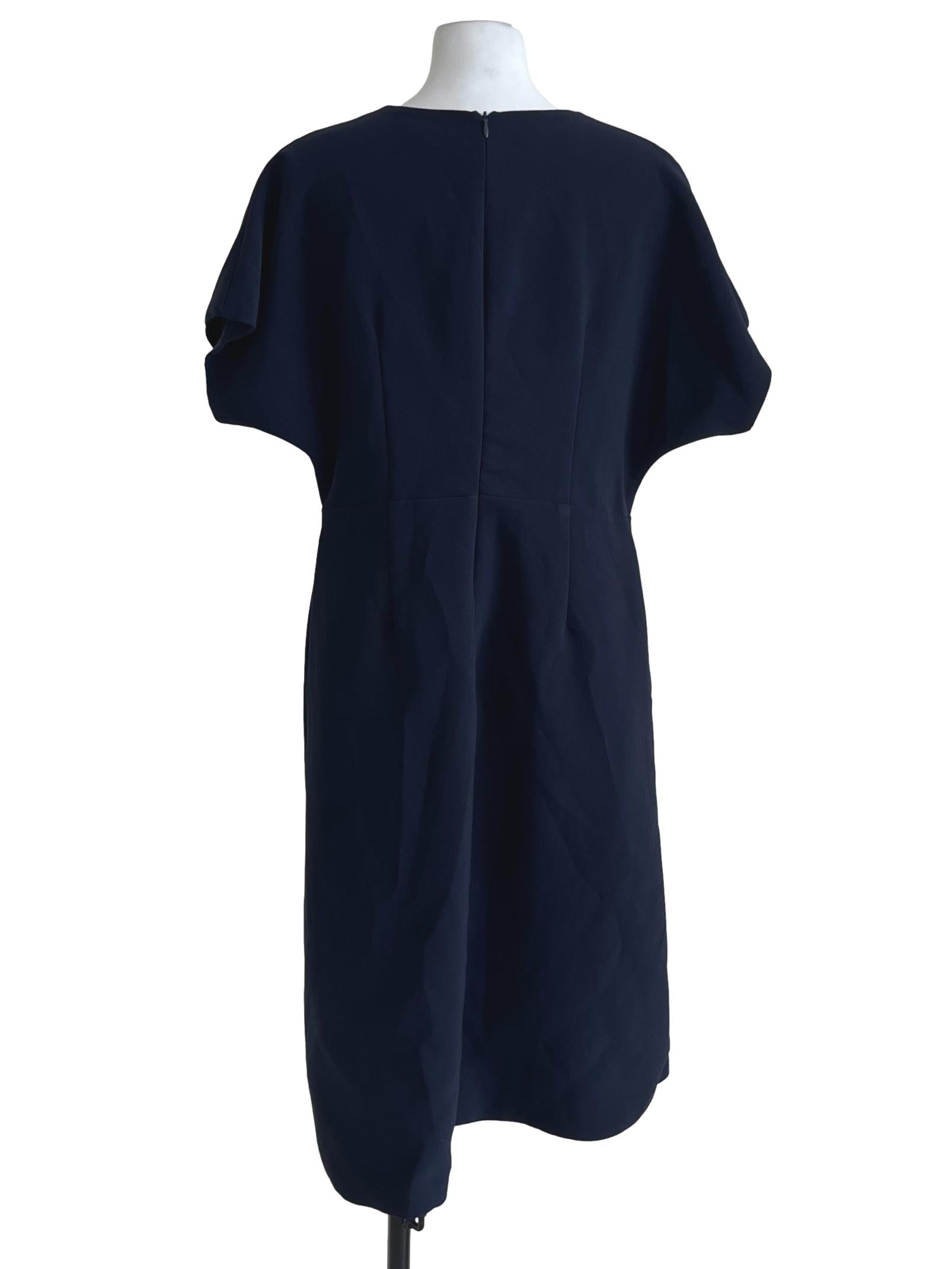Navy Blue V-Neckline Empire Dress