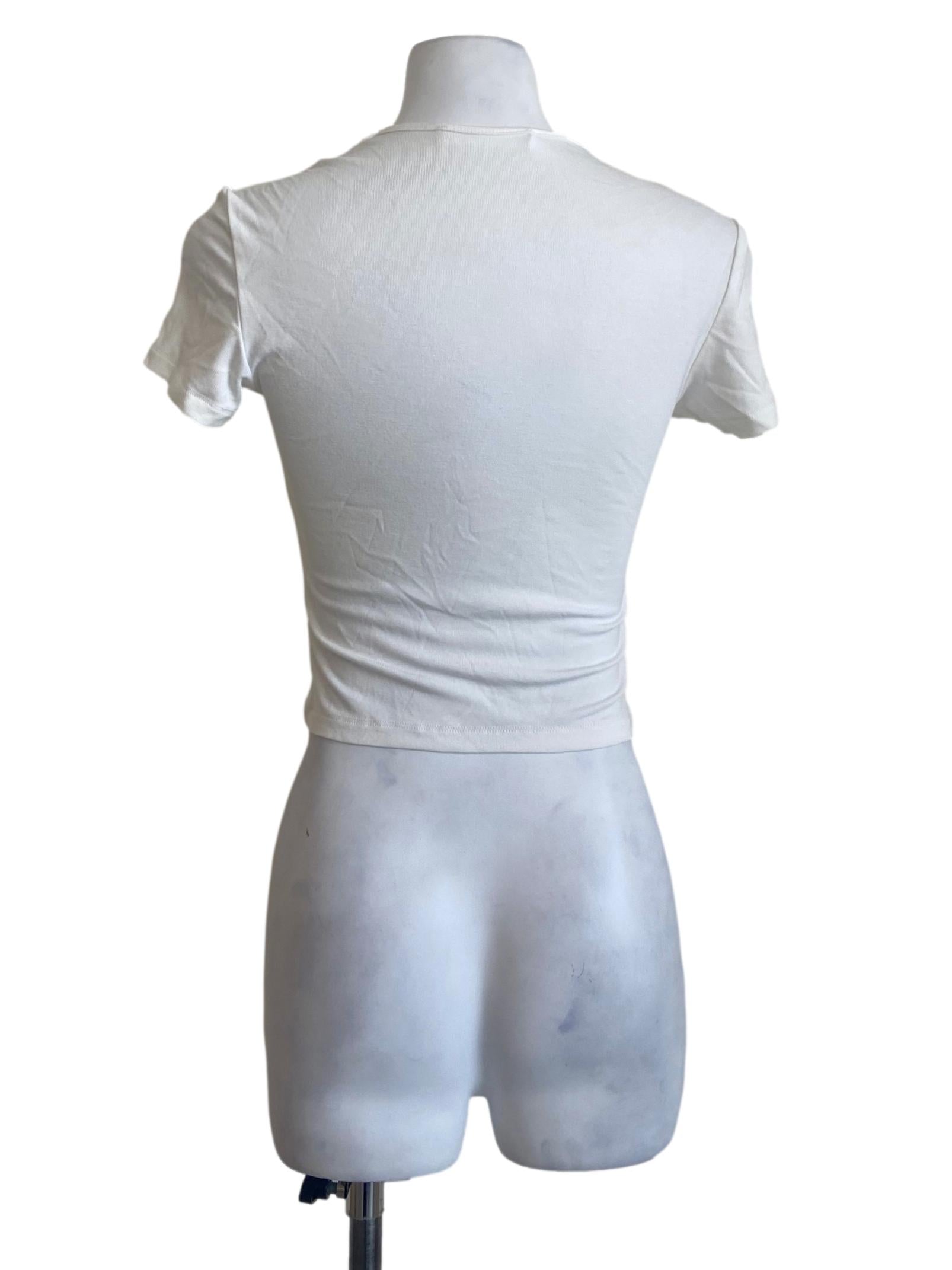 White Square Neck Twill Top