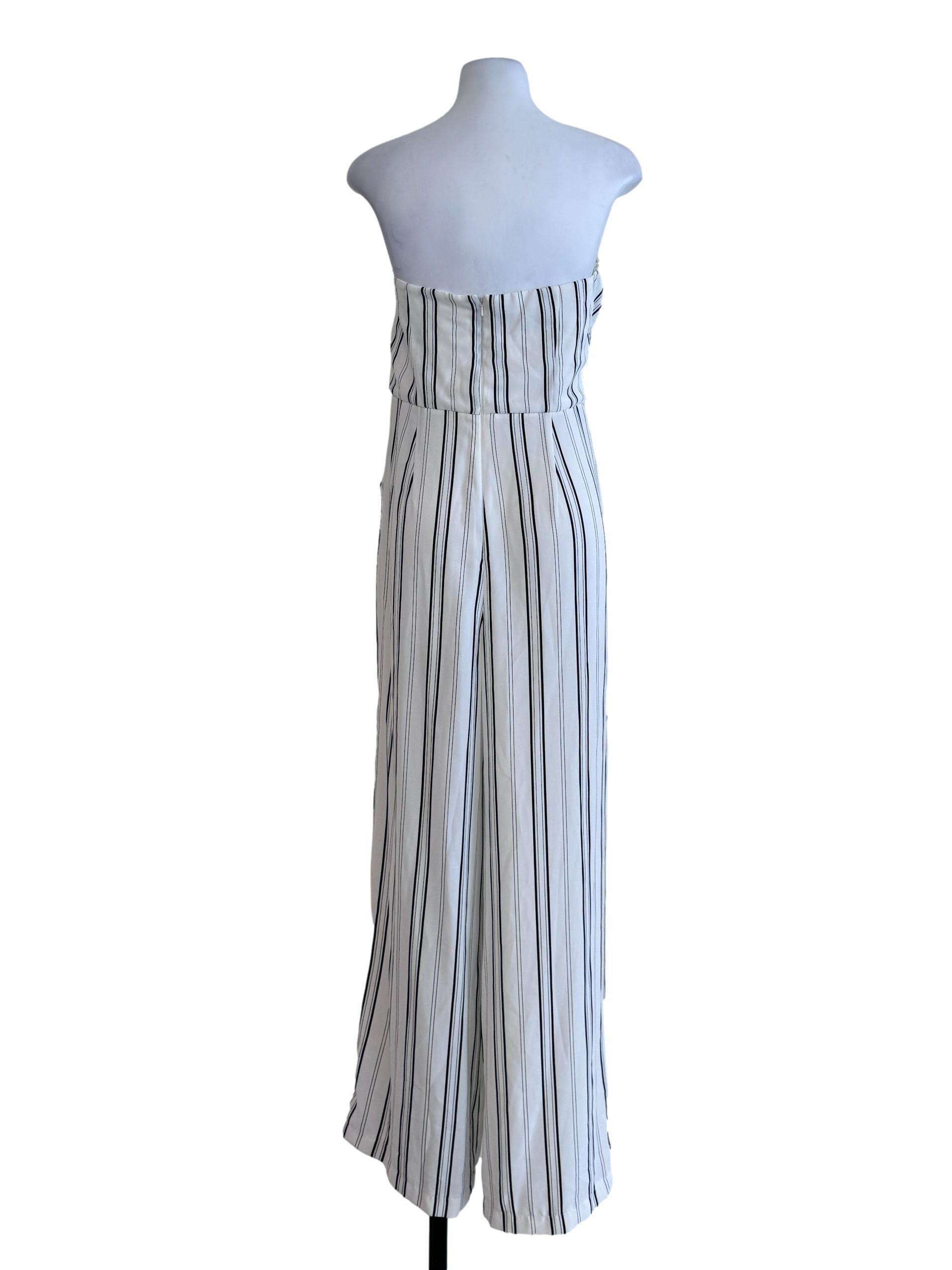 Black Stripes Strapless Jumpsuits