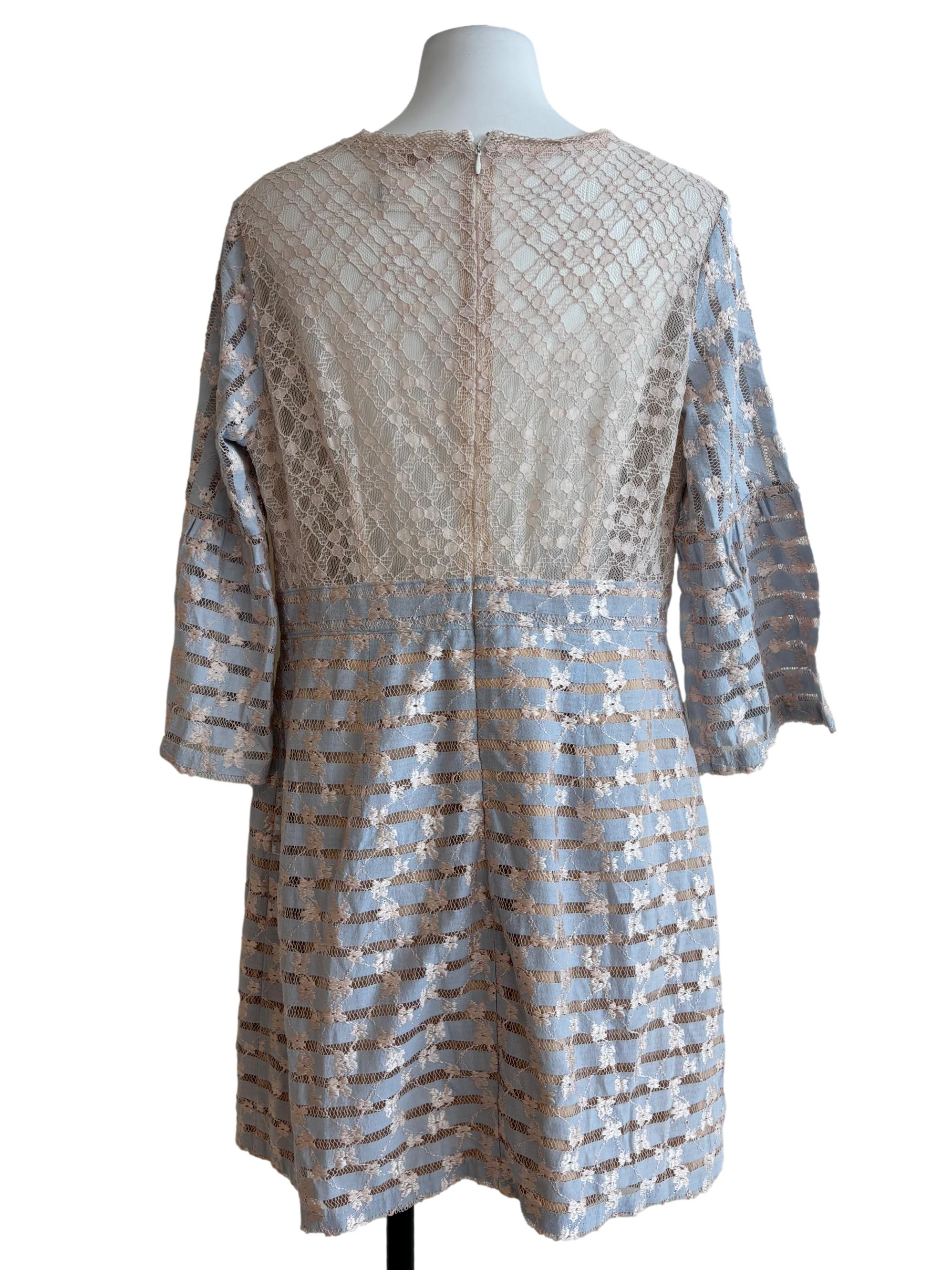 Powder Blue Beige A-Line Dress