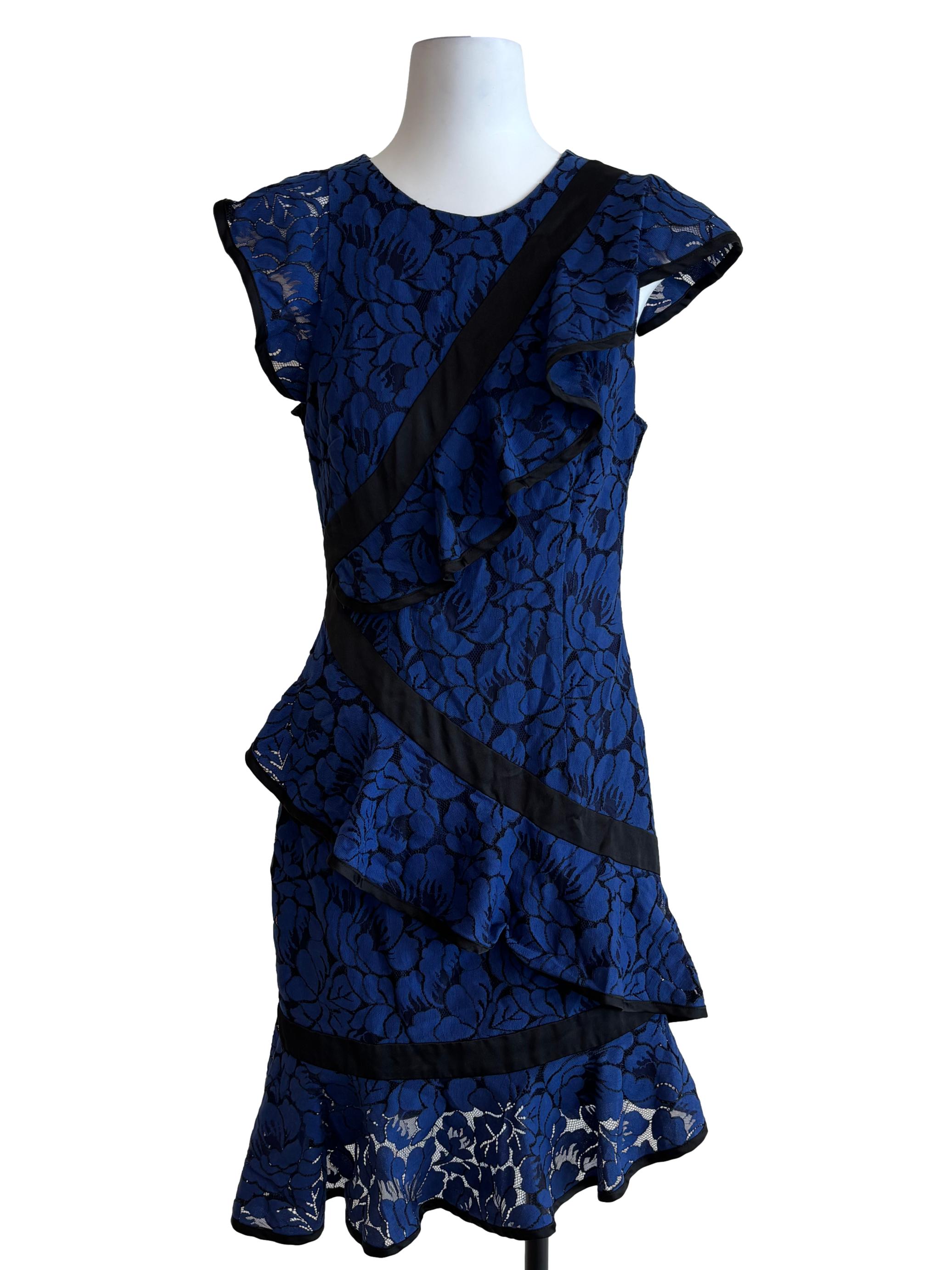 Berry Blue Ruffle Sheath Dress