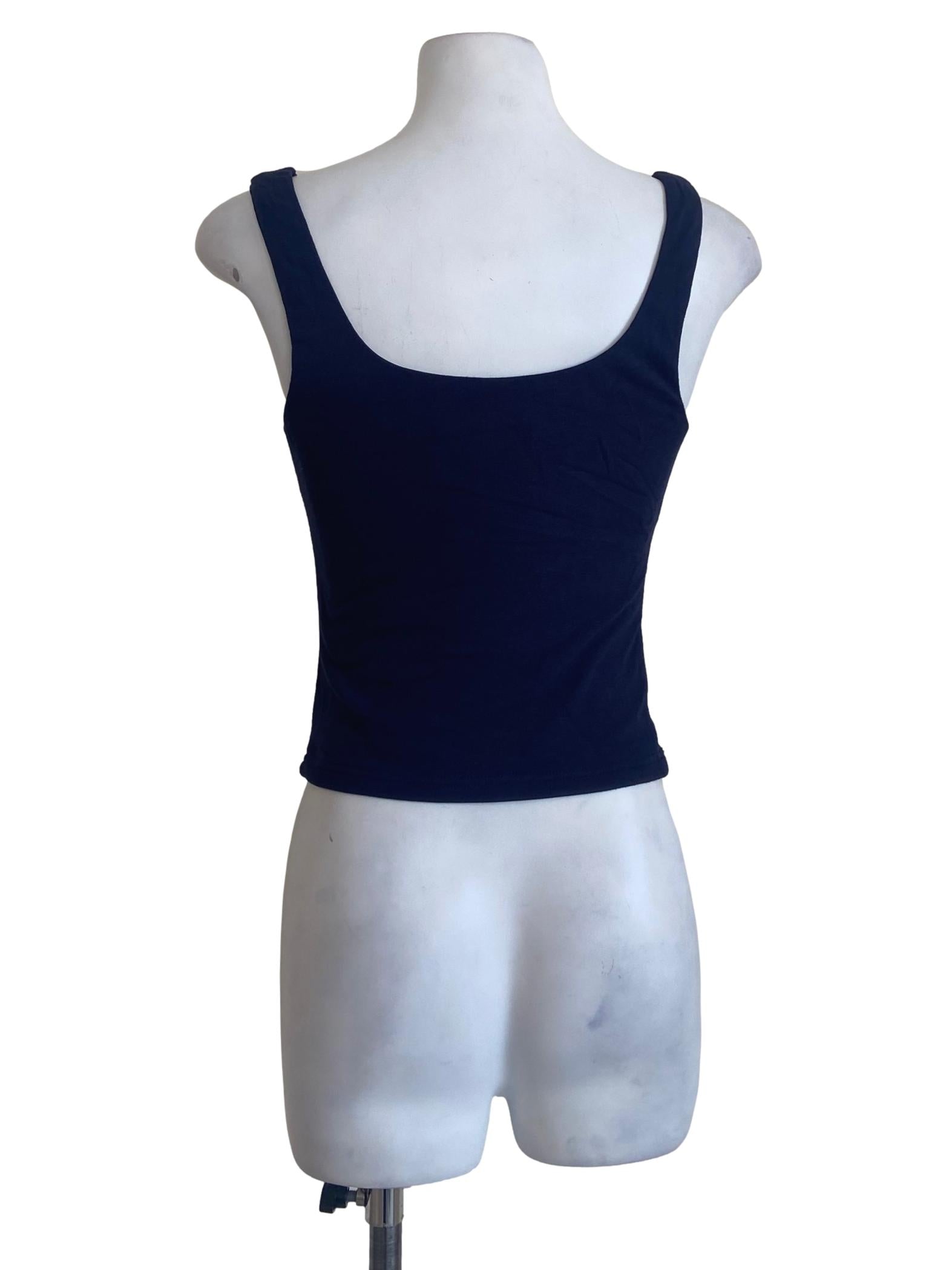 Navy Blue  Sleeveless Twill Top