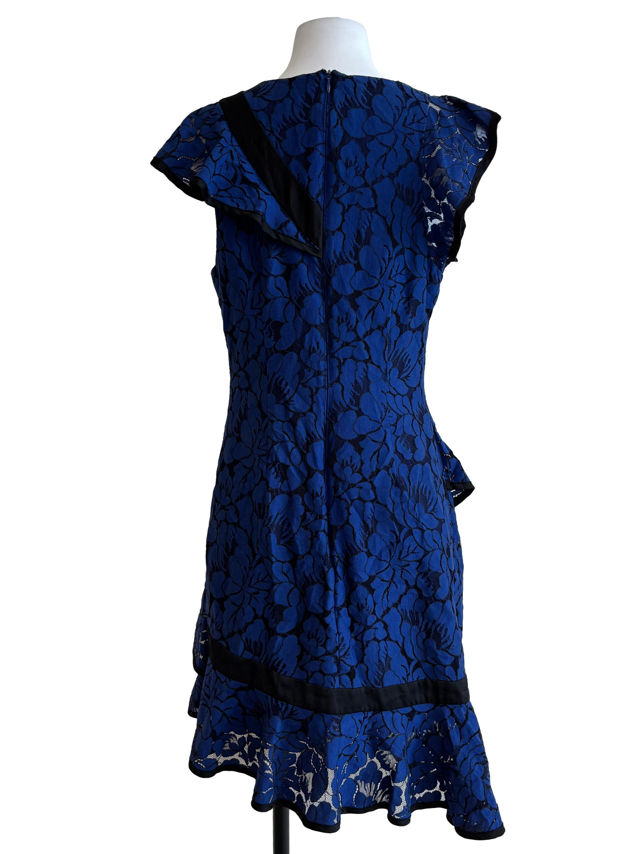 Berry Blue Ruffle Sheath Dress