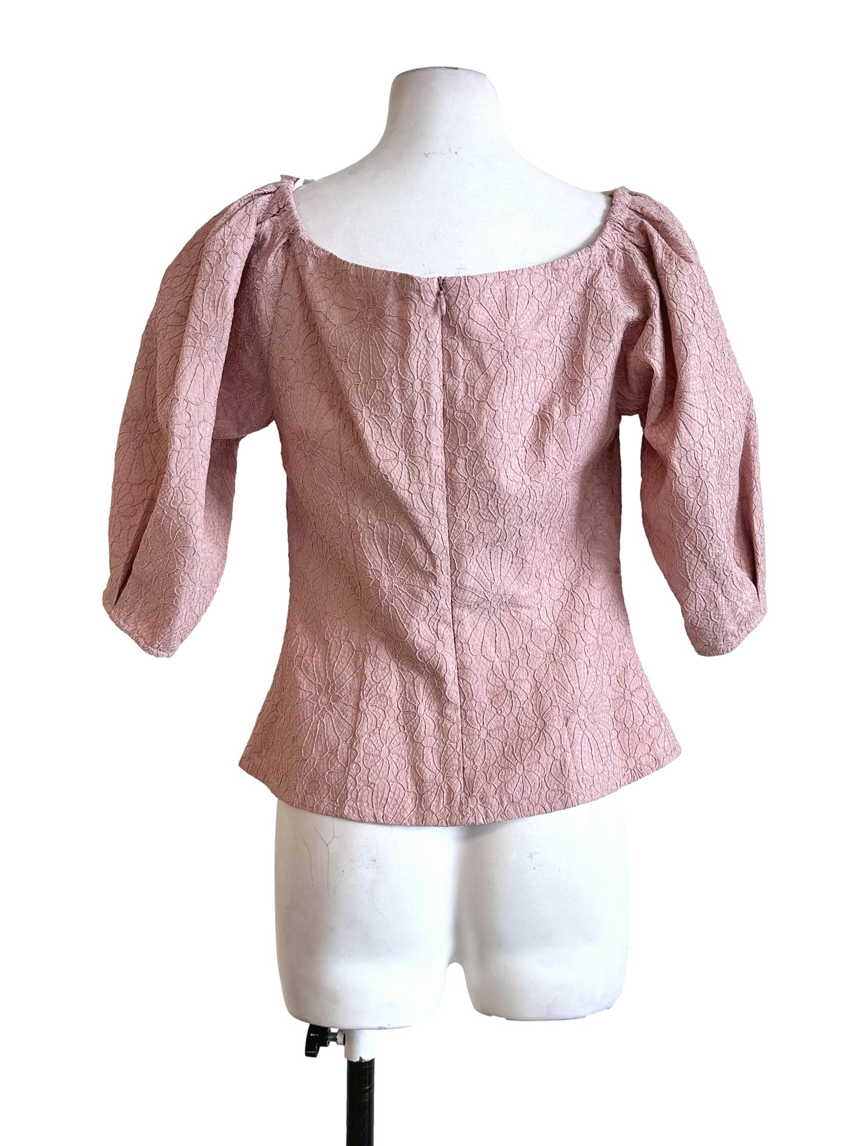 Blush Pink Flower Embroidered Top LB