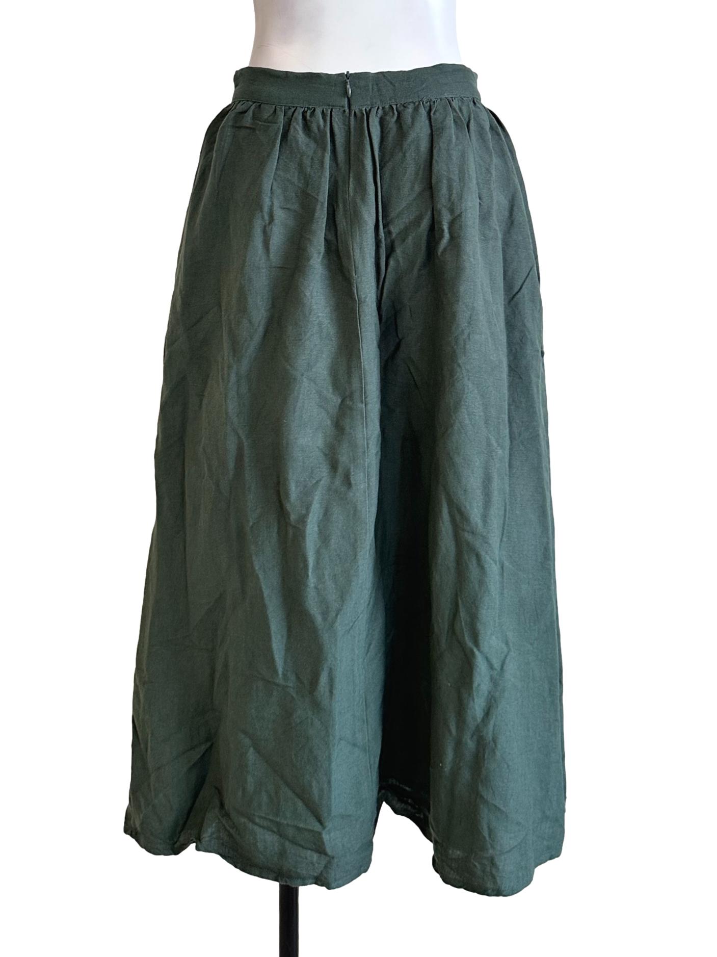 Basil Green Linen Skirt LB