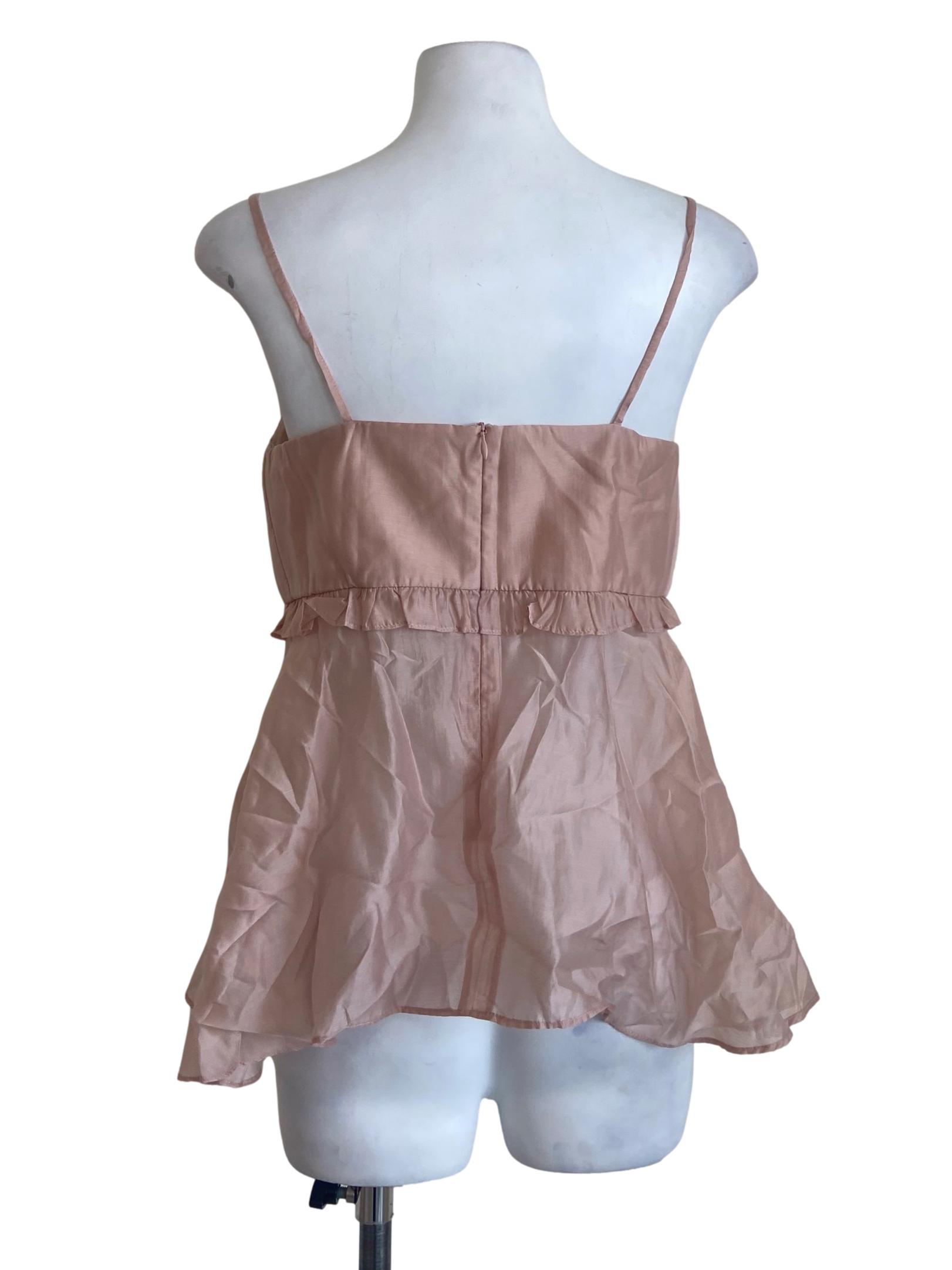 Crepe Pink Spaghetti Straps Asymmetric Top