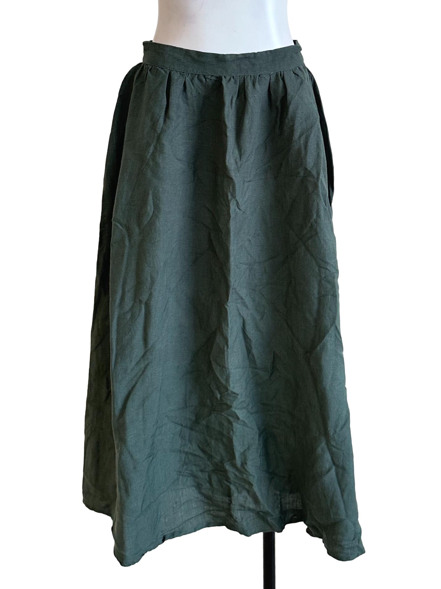 Basil Green Linen Skirt LB