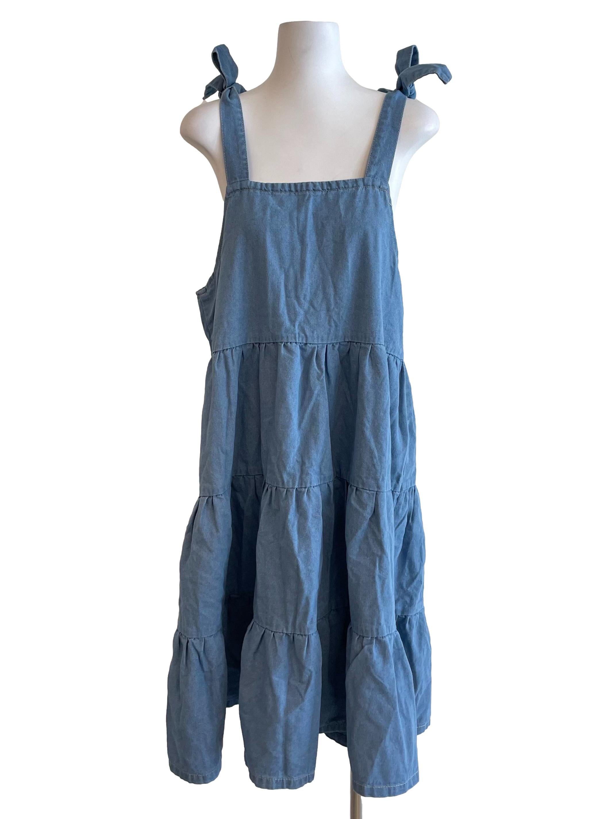Blue Tiered Jumper Dress