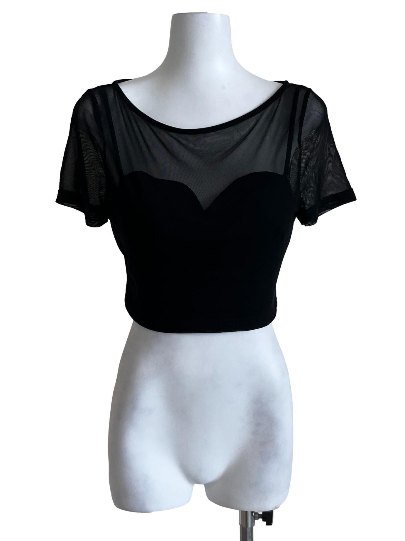 Black Lace Cropped Blouse
