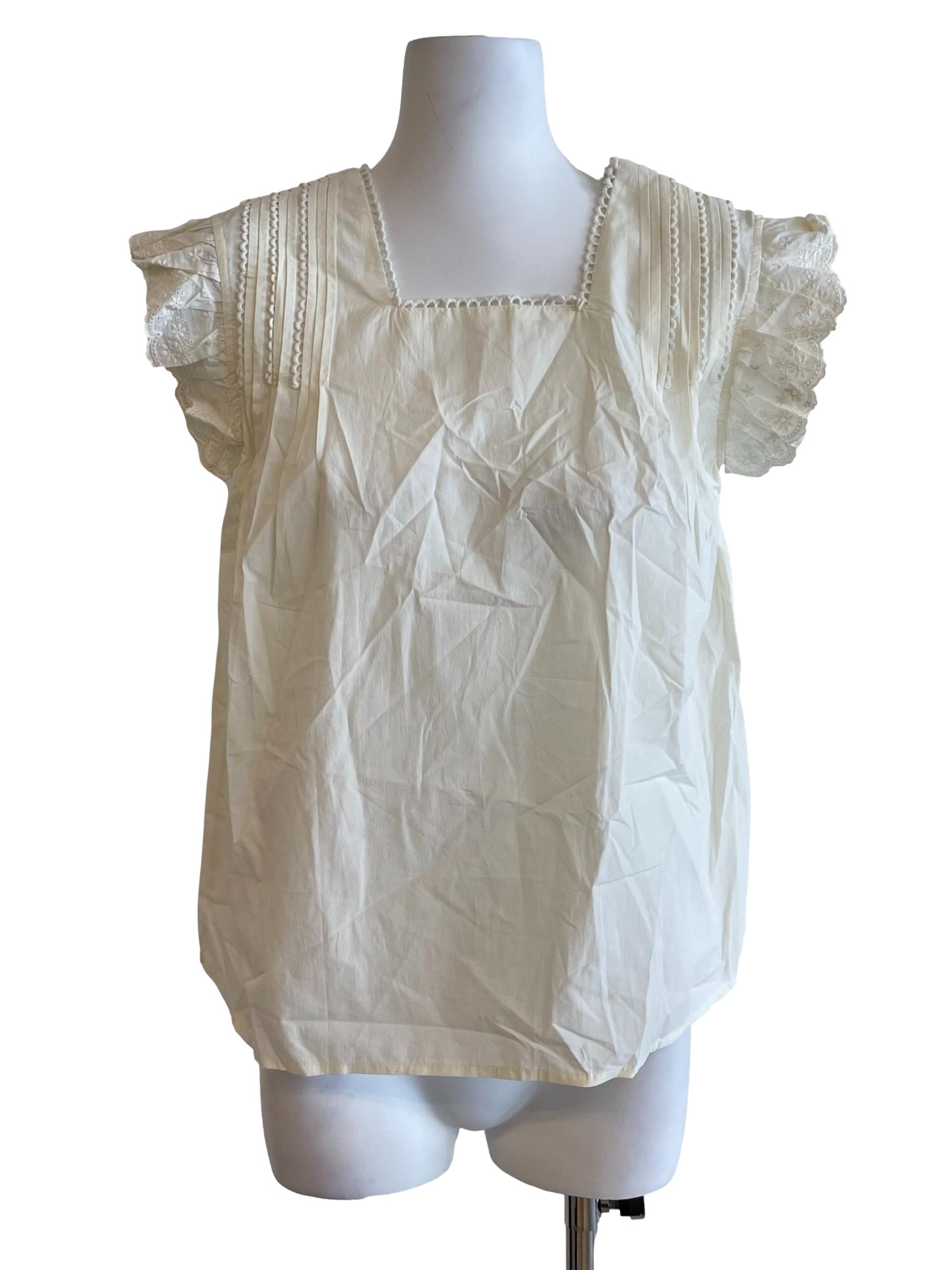 Off White Lace Pleates Petite Top