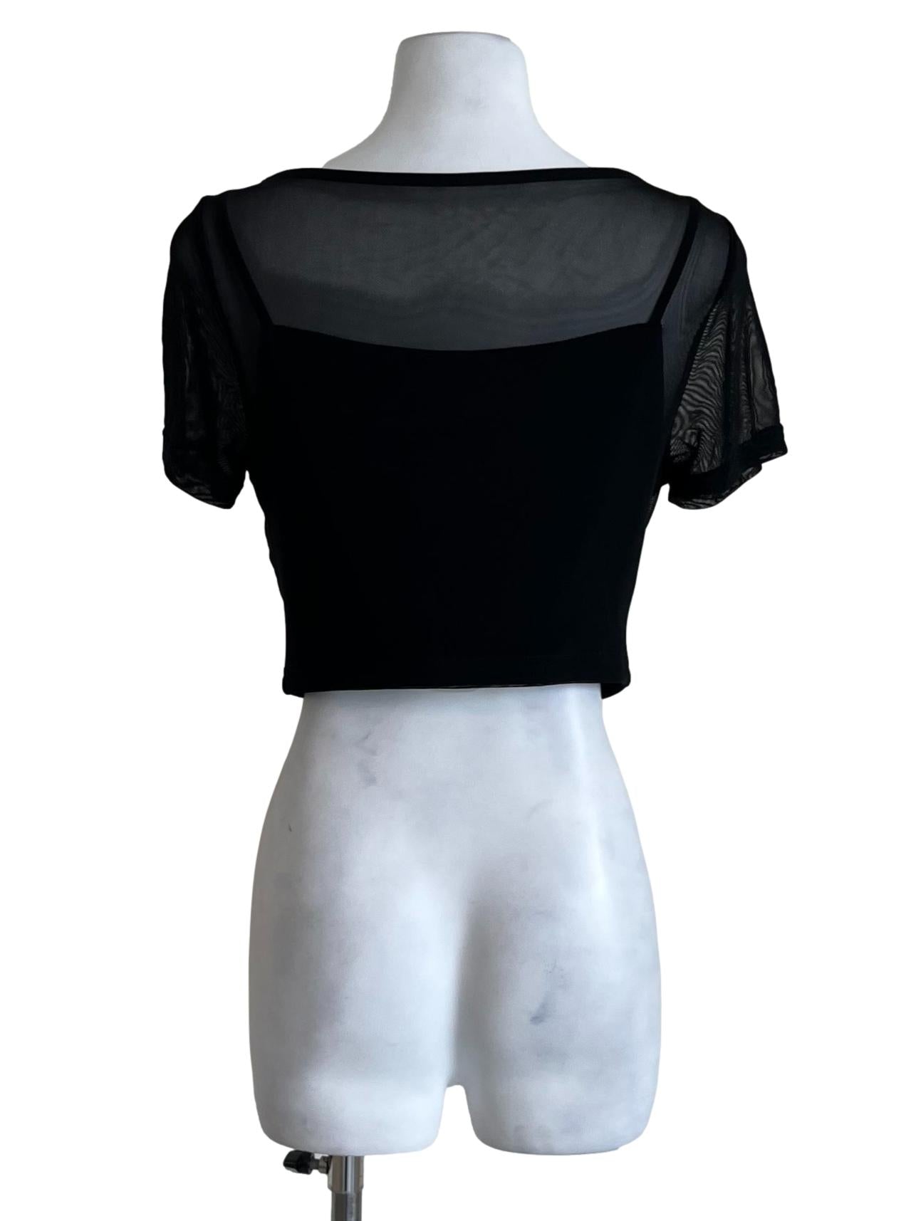Black Lace Cropped Blouse