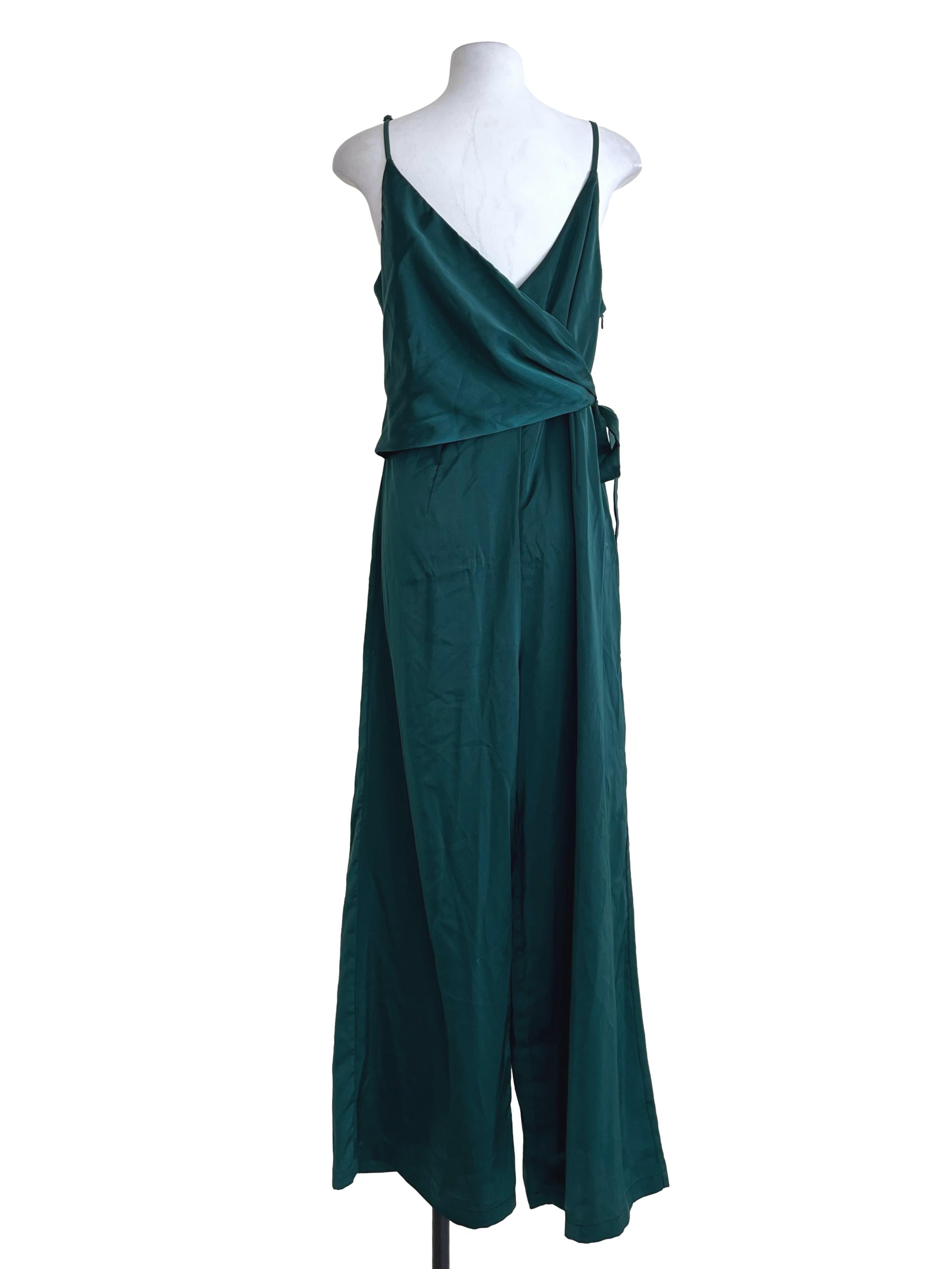 Emerald Green Sleeveless Wrap Jumpsuit