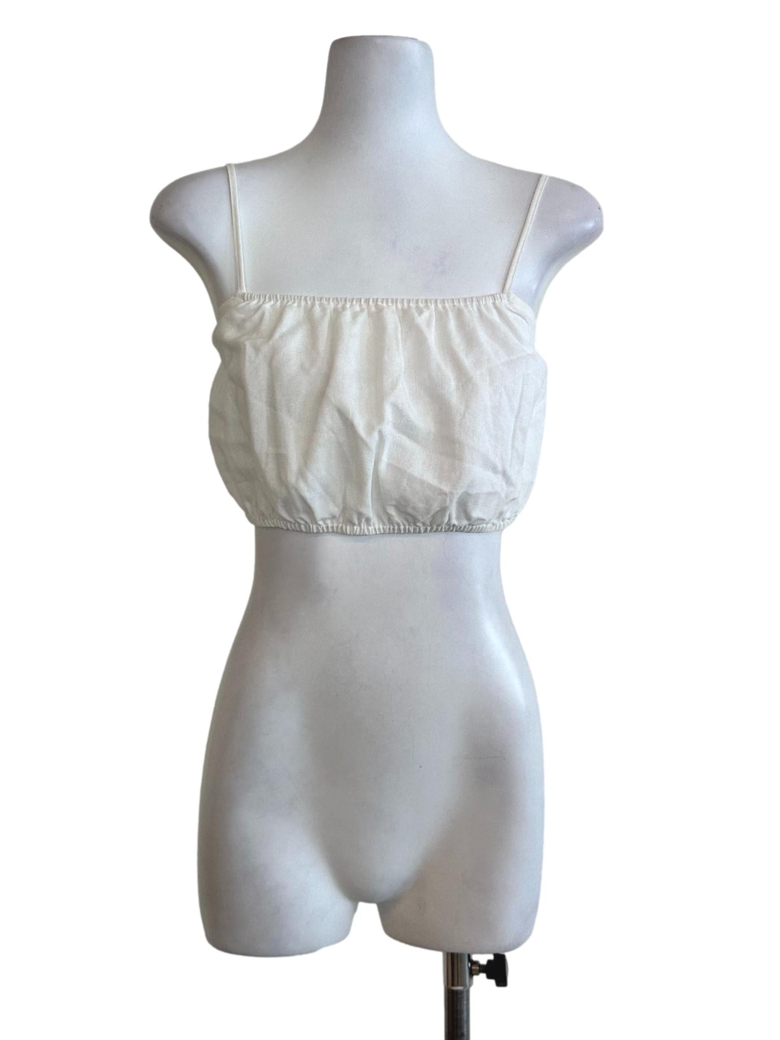 White Plain Sleeveless Crop Top