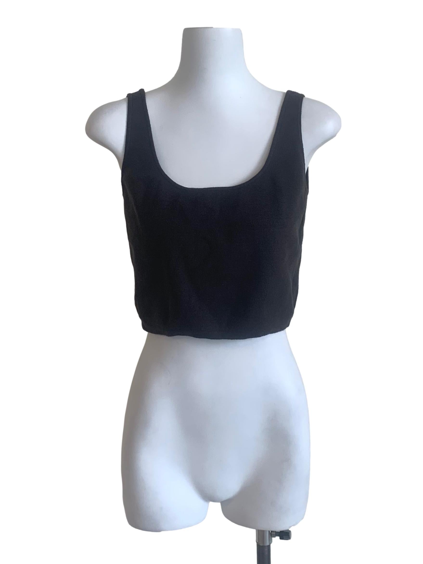 Black Square-Neck Knit Crop Top OSN