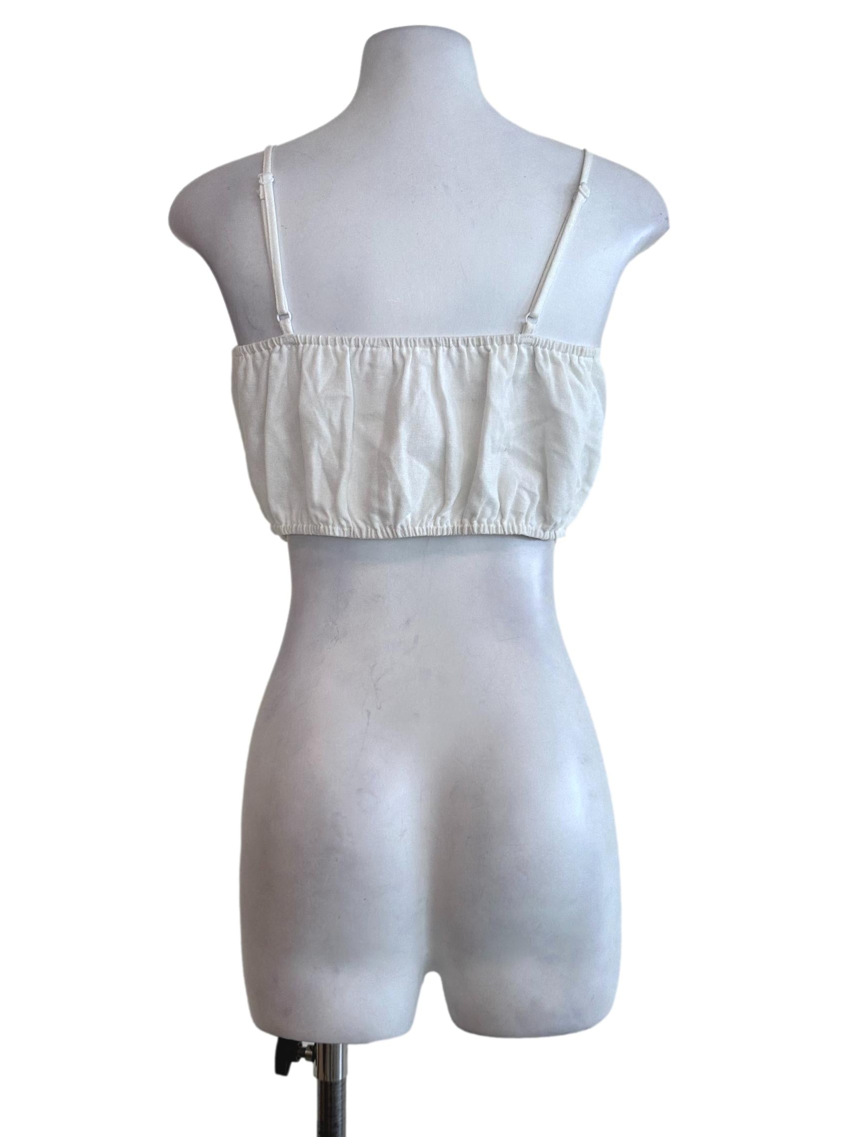 White Plain Sleeveless Crop Top