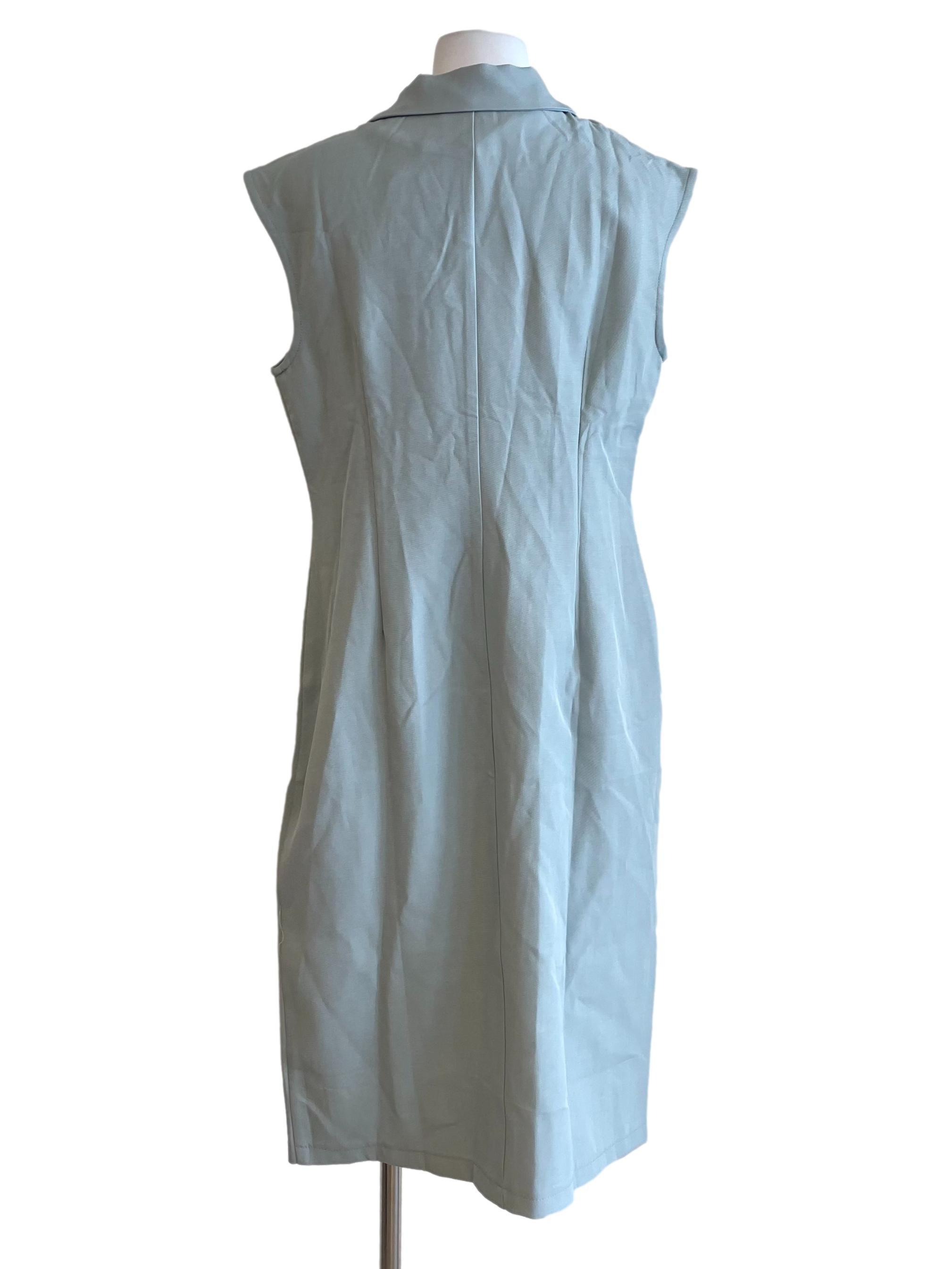 Light Teal Double Breasted Sleeveless Dress