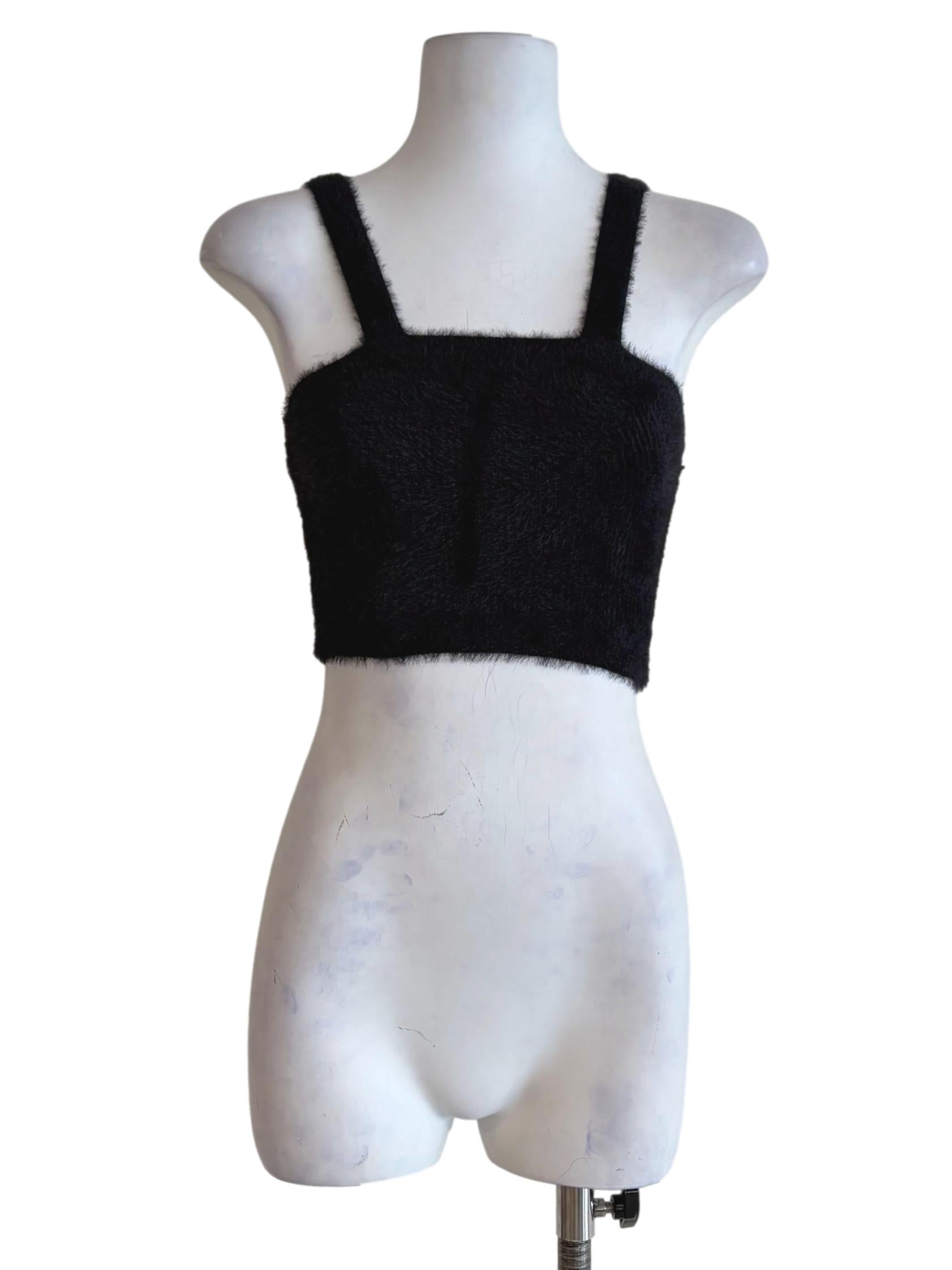 Parisian Black Velvet Crop Top