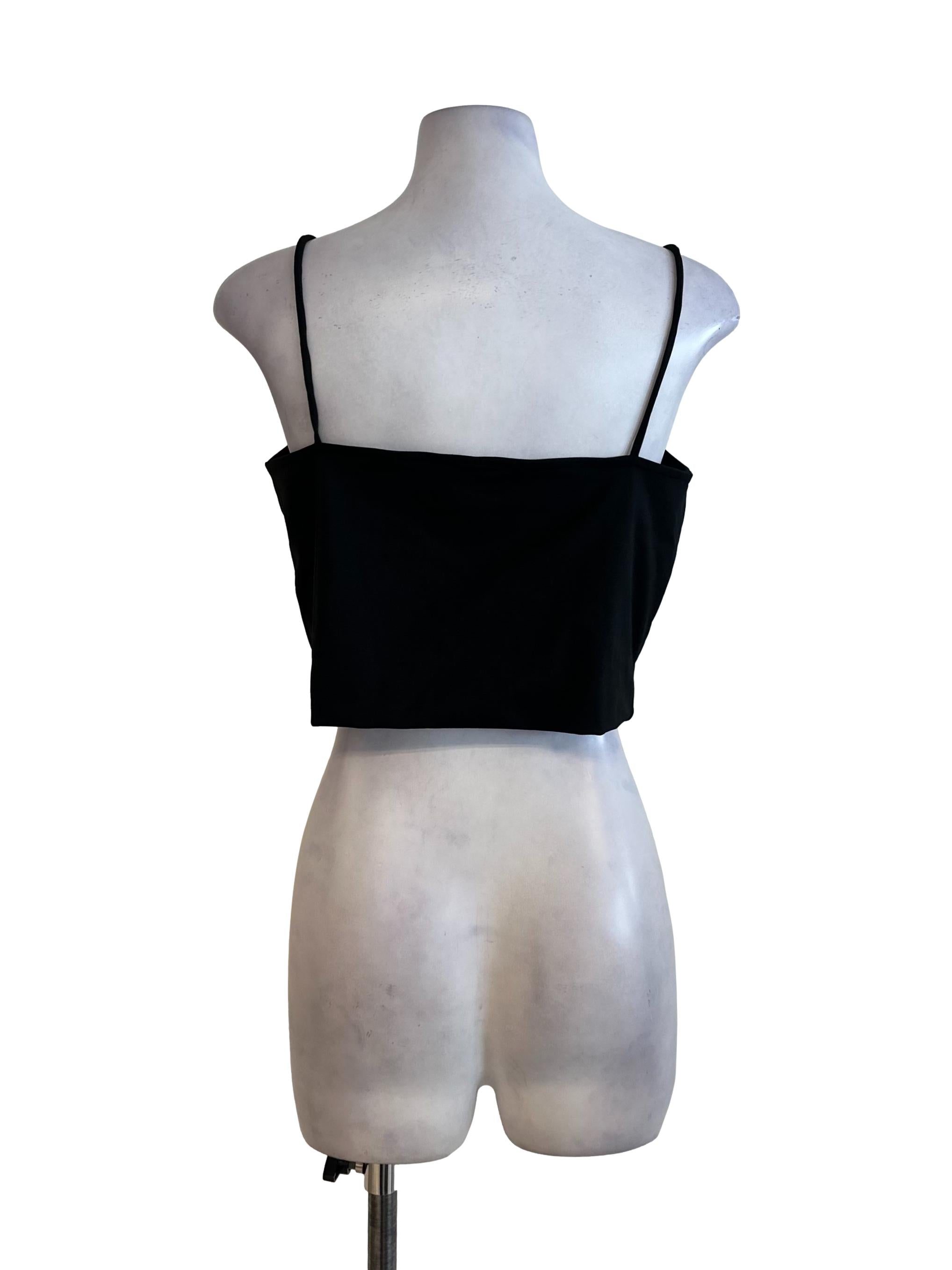 Onyx Black Square Neck Crop Top