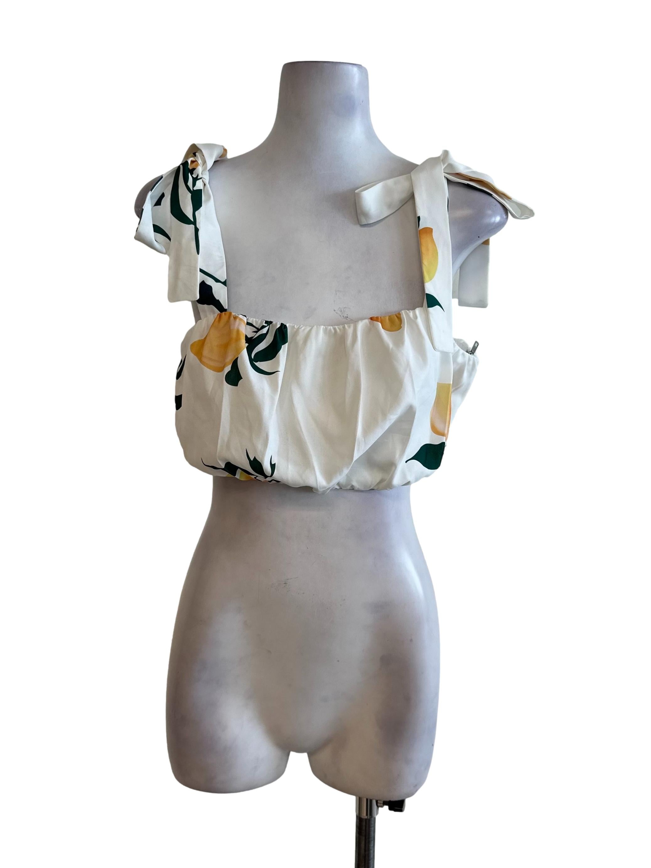 Ivory White Pattern Square Neck Top