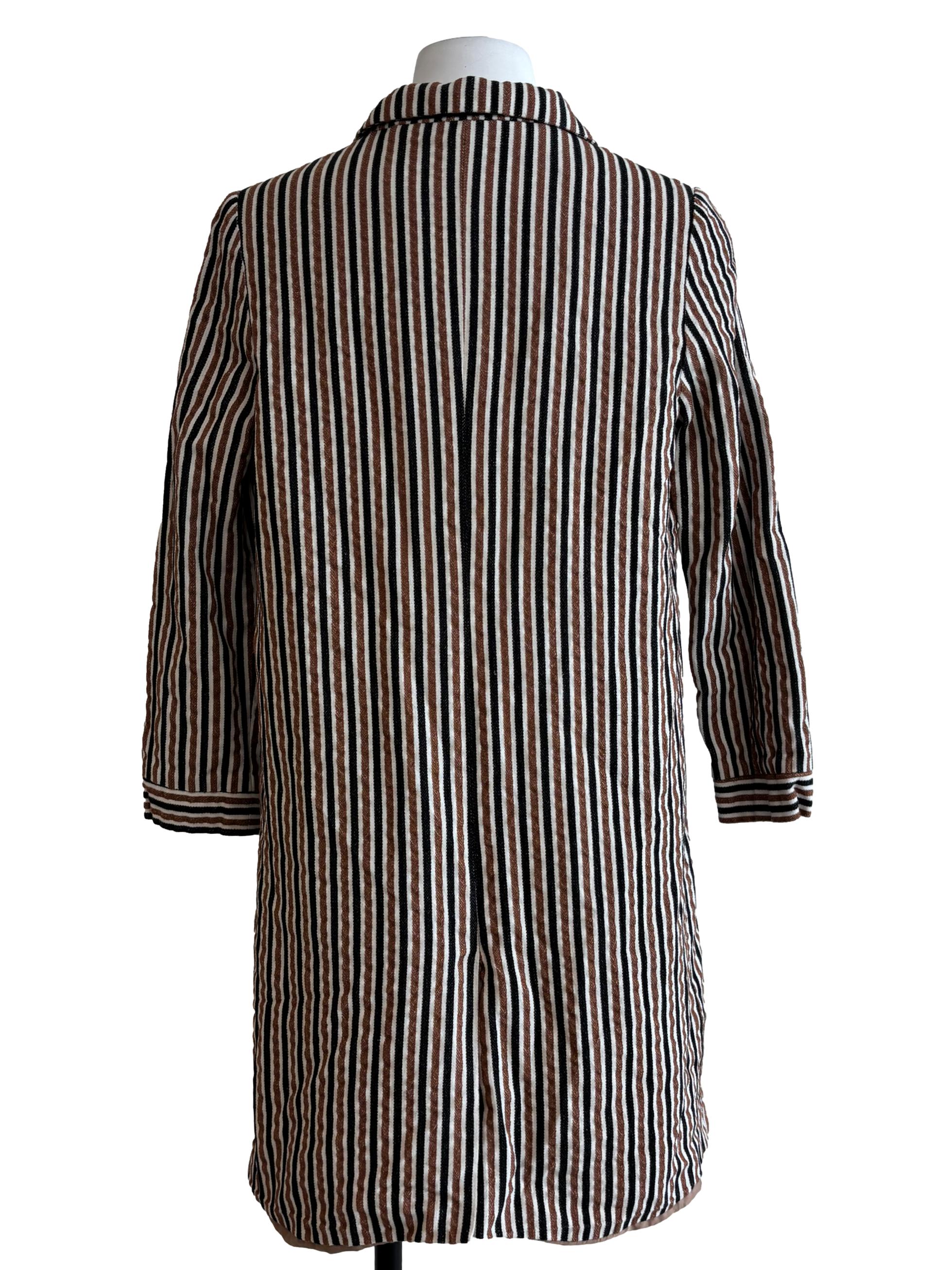 Brown Striped Button Shirt Dress
