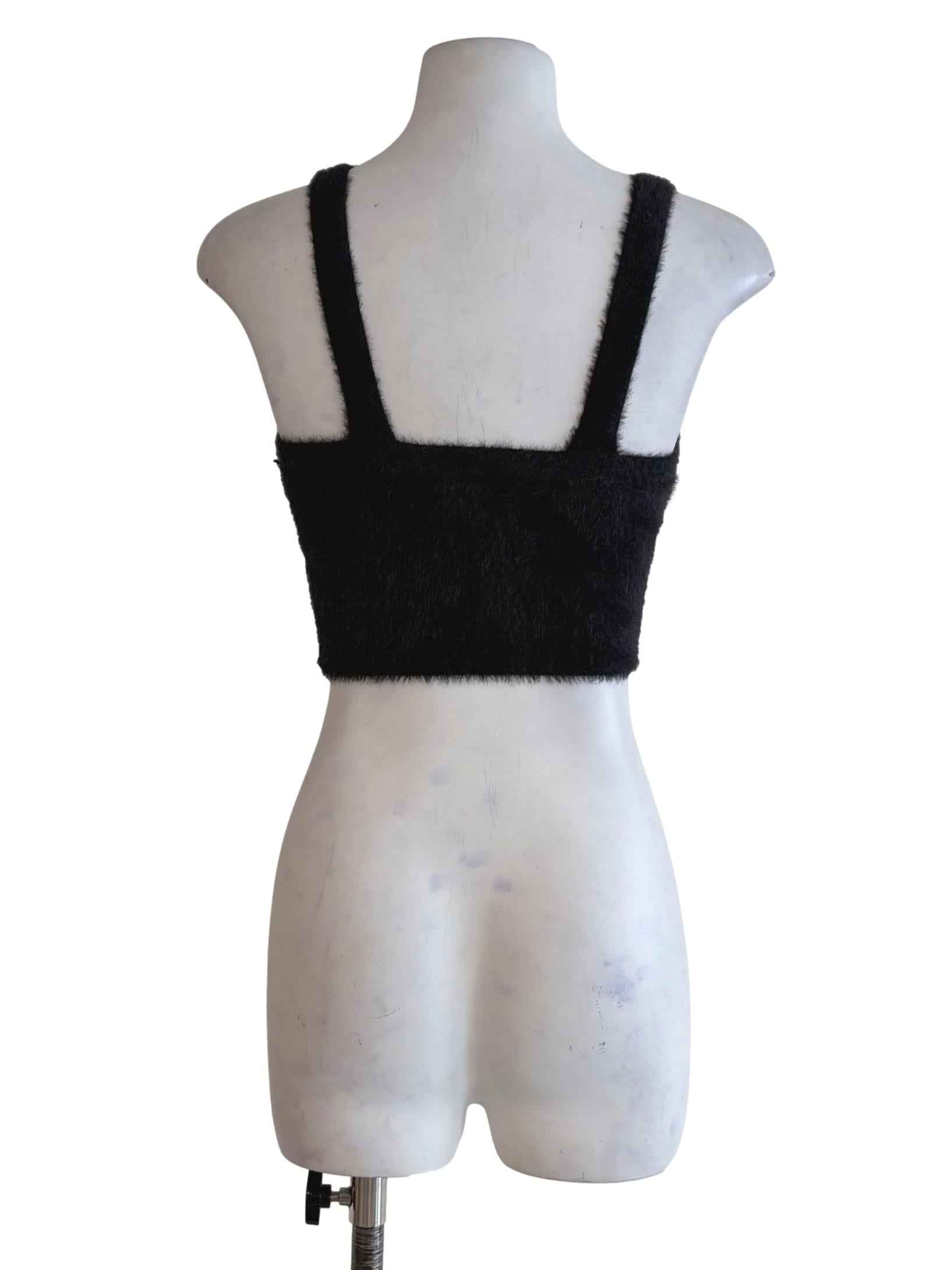 Parisian Black Velvet Crop Top