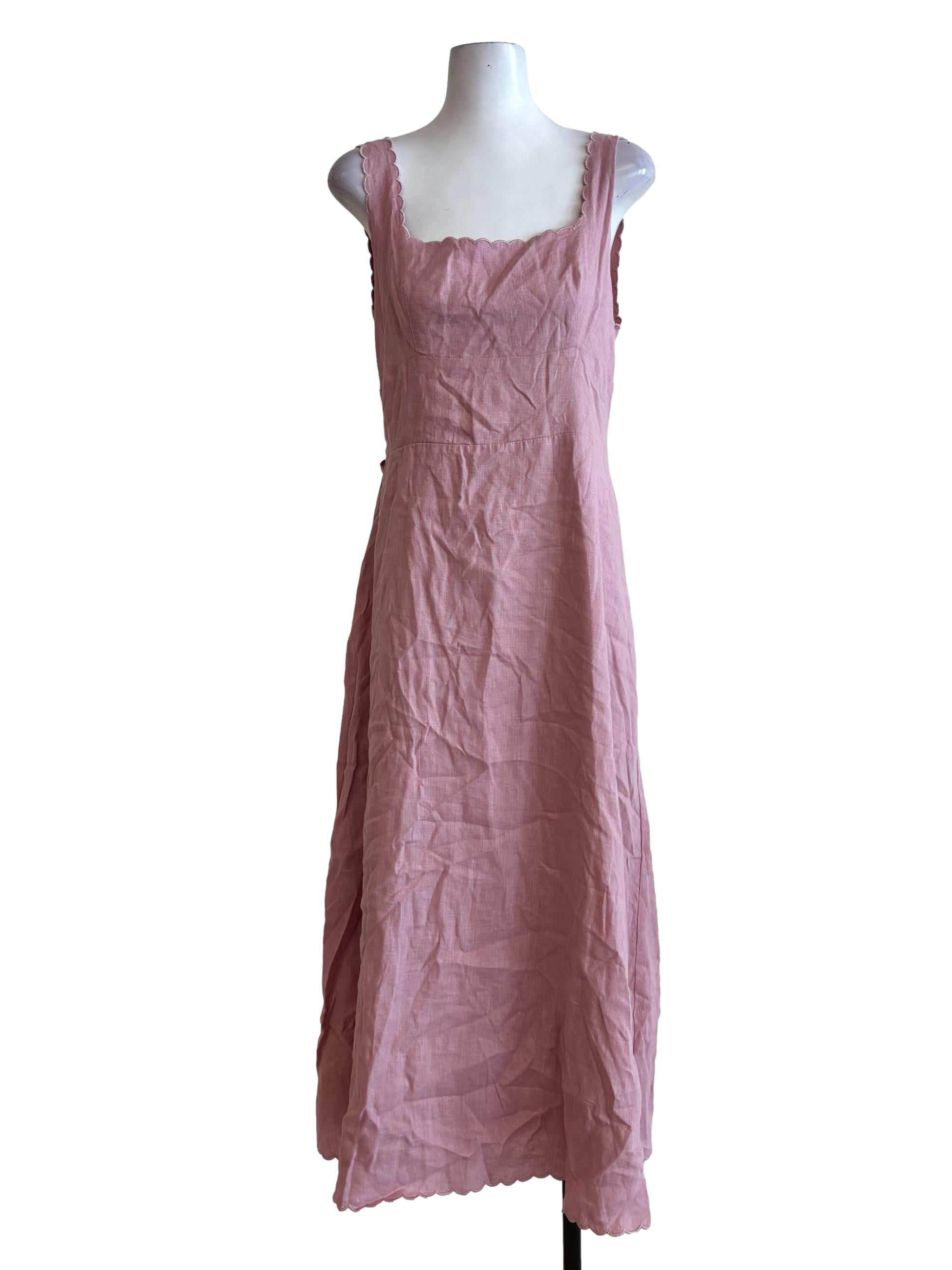 Pink Linen A-Line Dress
