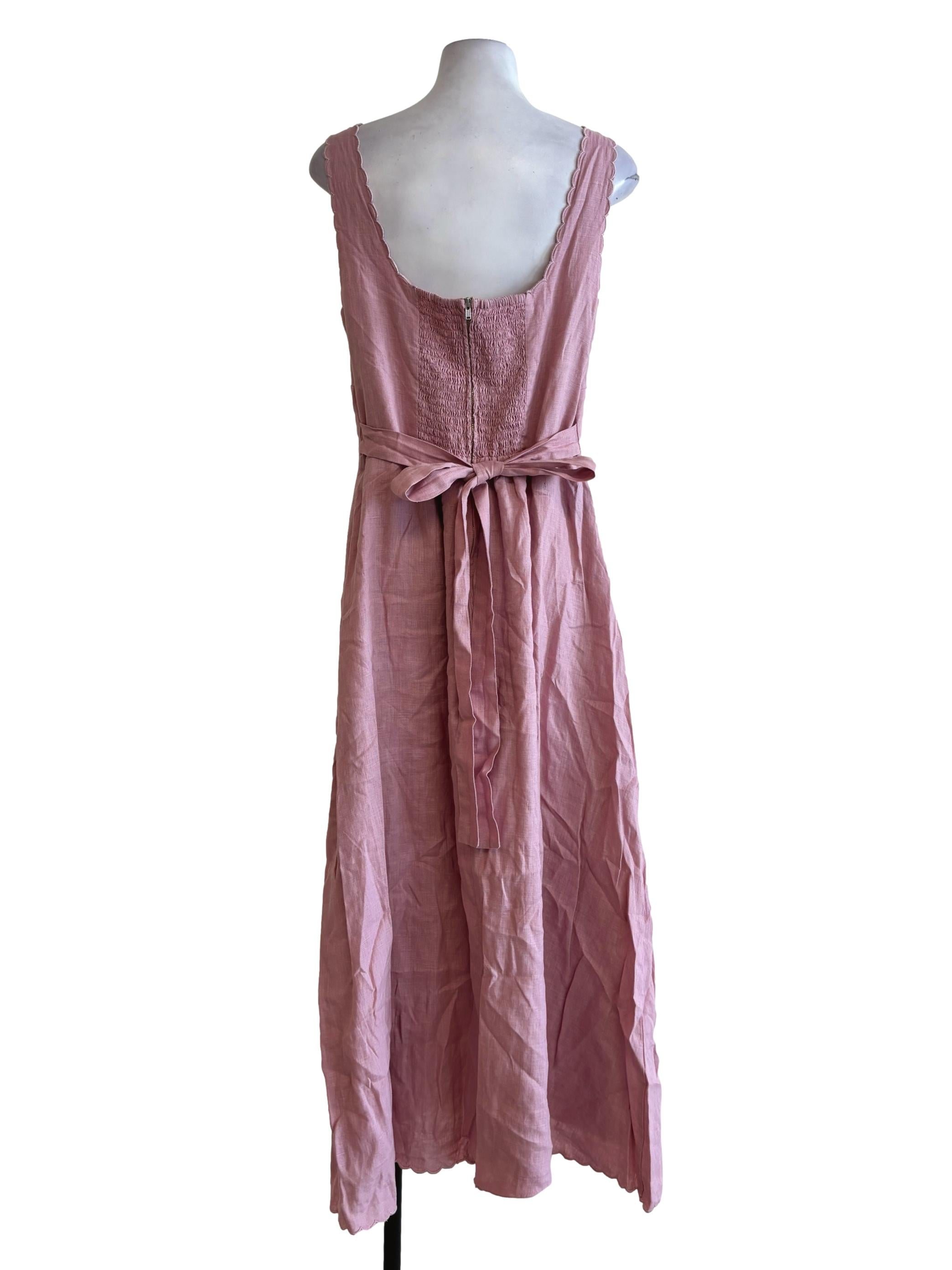 Pink Linen A-Line Dress