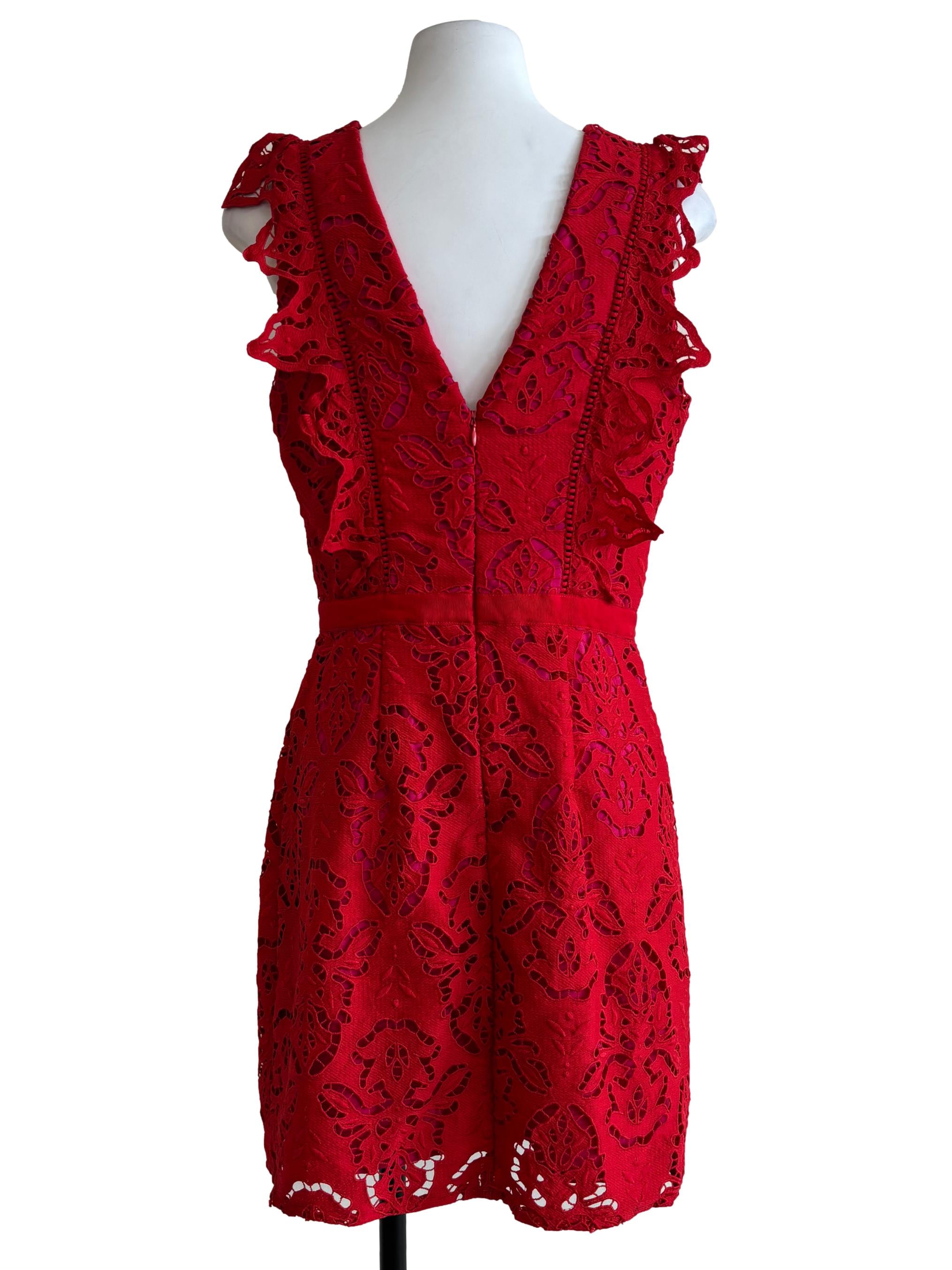 Candy Red Eyelet Sheath Dress