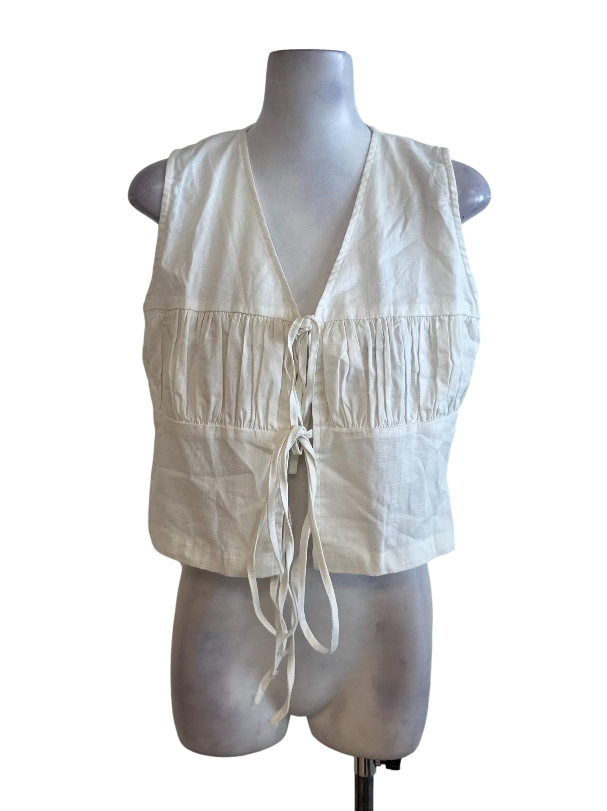 Ivory White V Neck Ruched Top