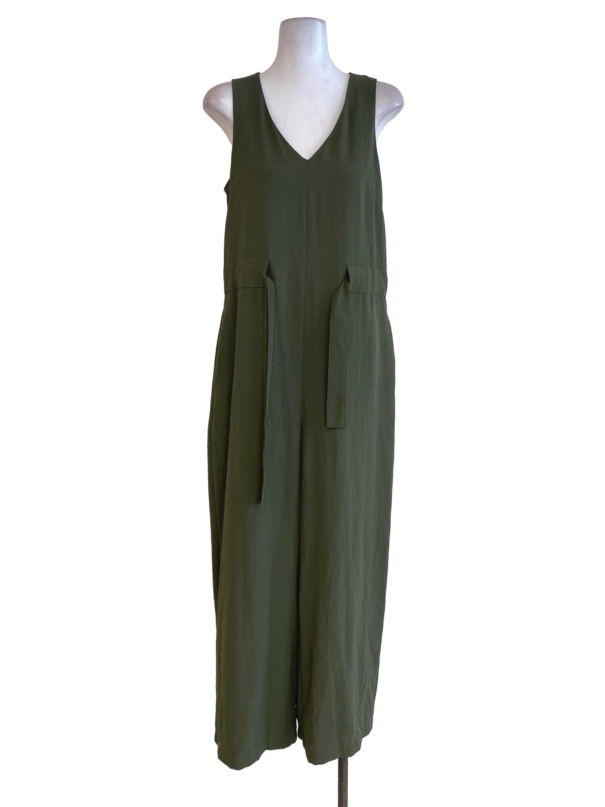 Beyond The Vines Army Green V Neck Jumpsuits | REFASH