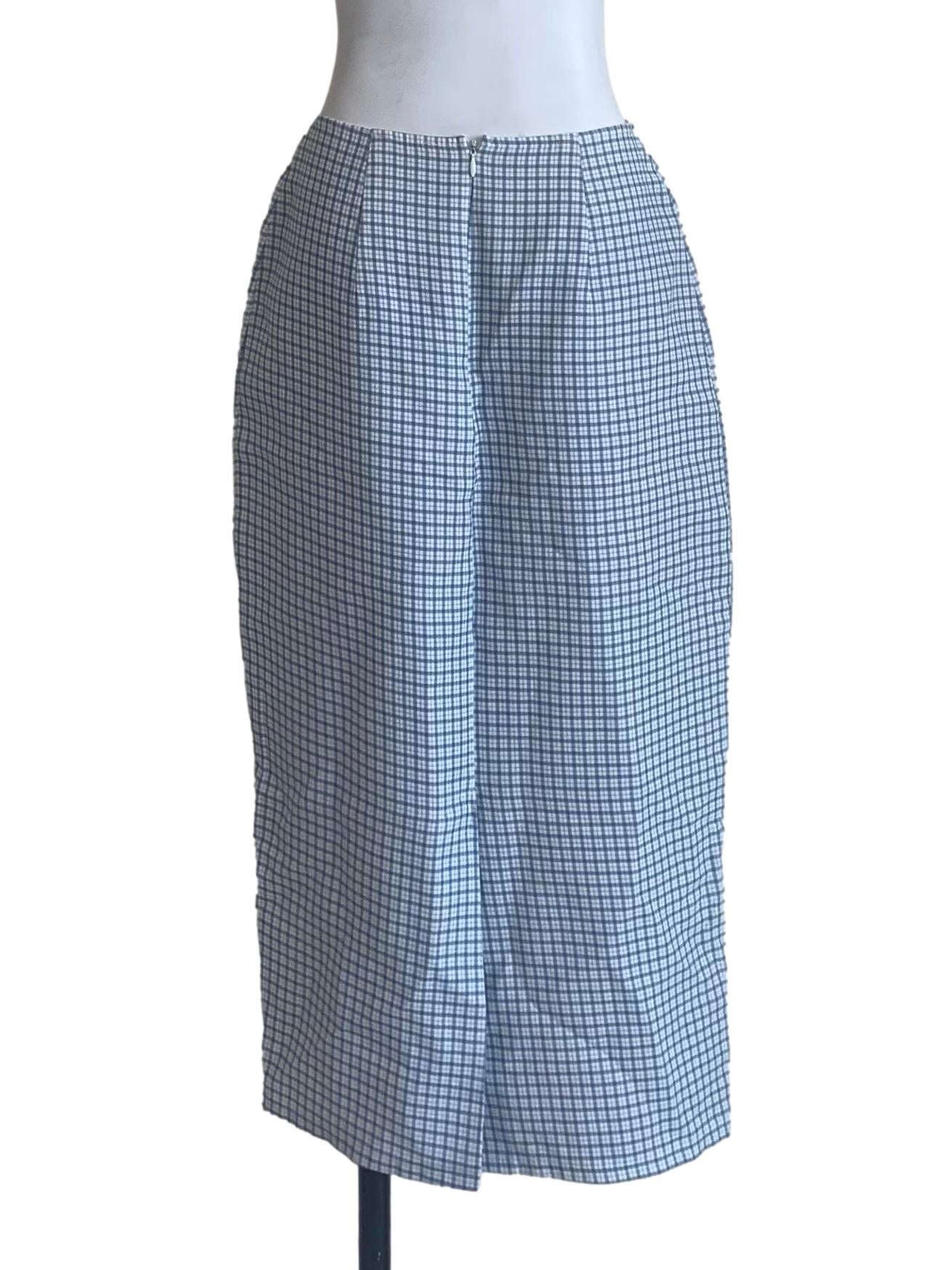 Blue Gingham Pencil Skirt OSN