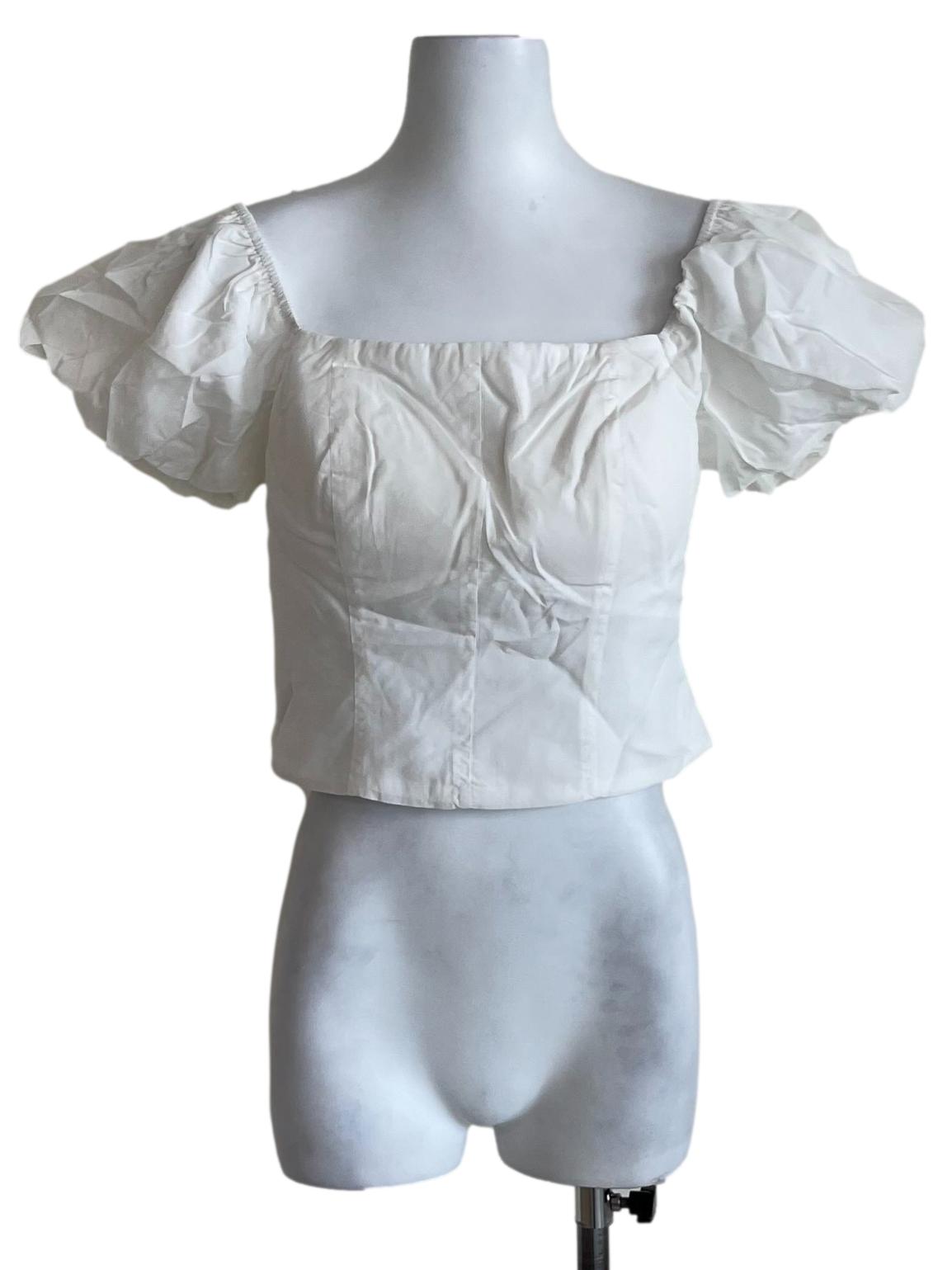 White Square Neckline Blouse