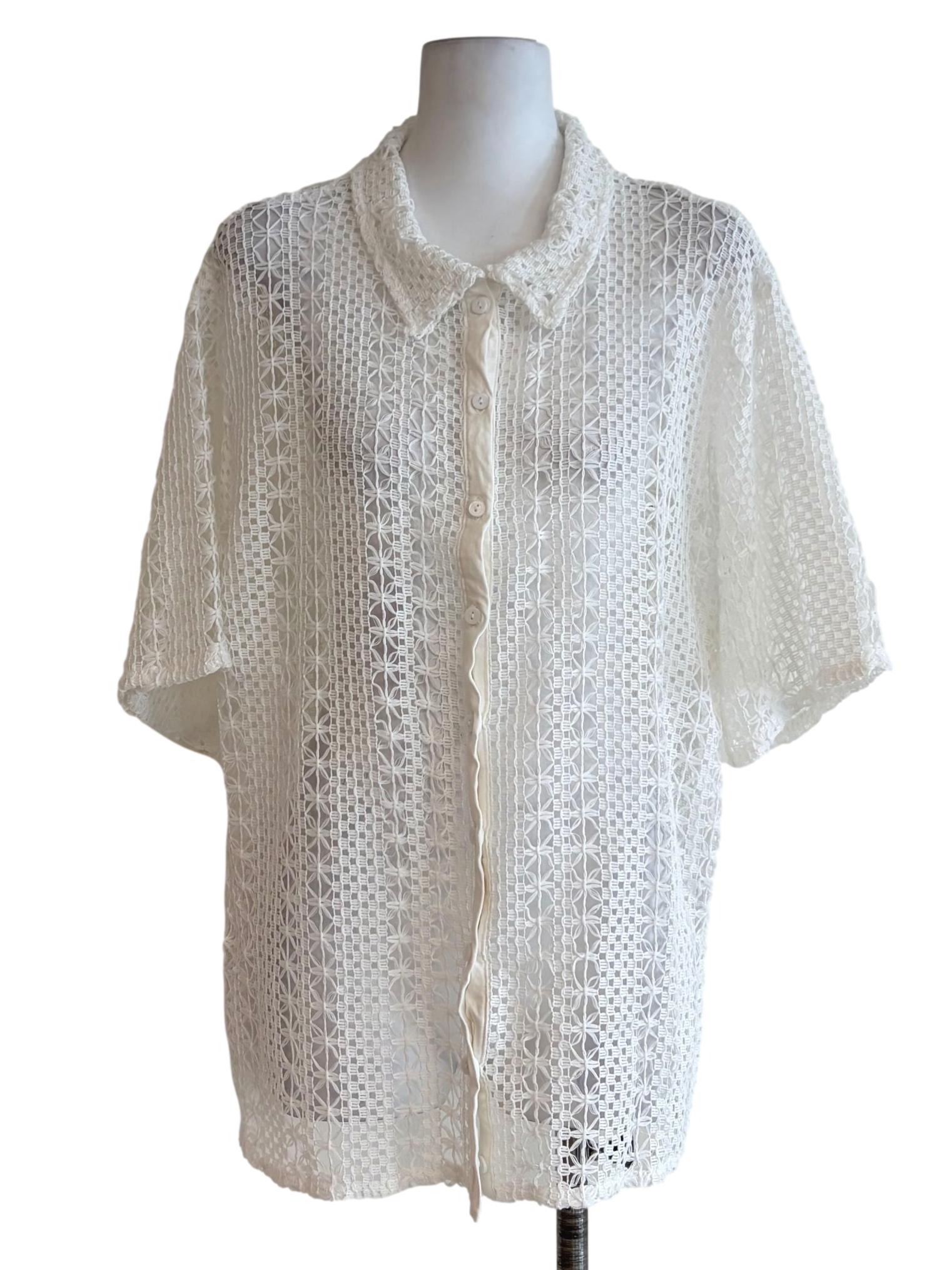 Dove White Crochet Shirt