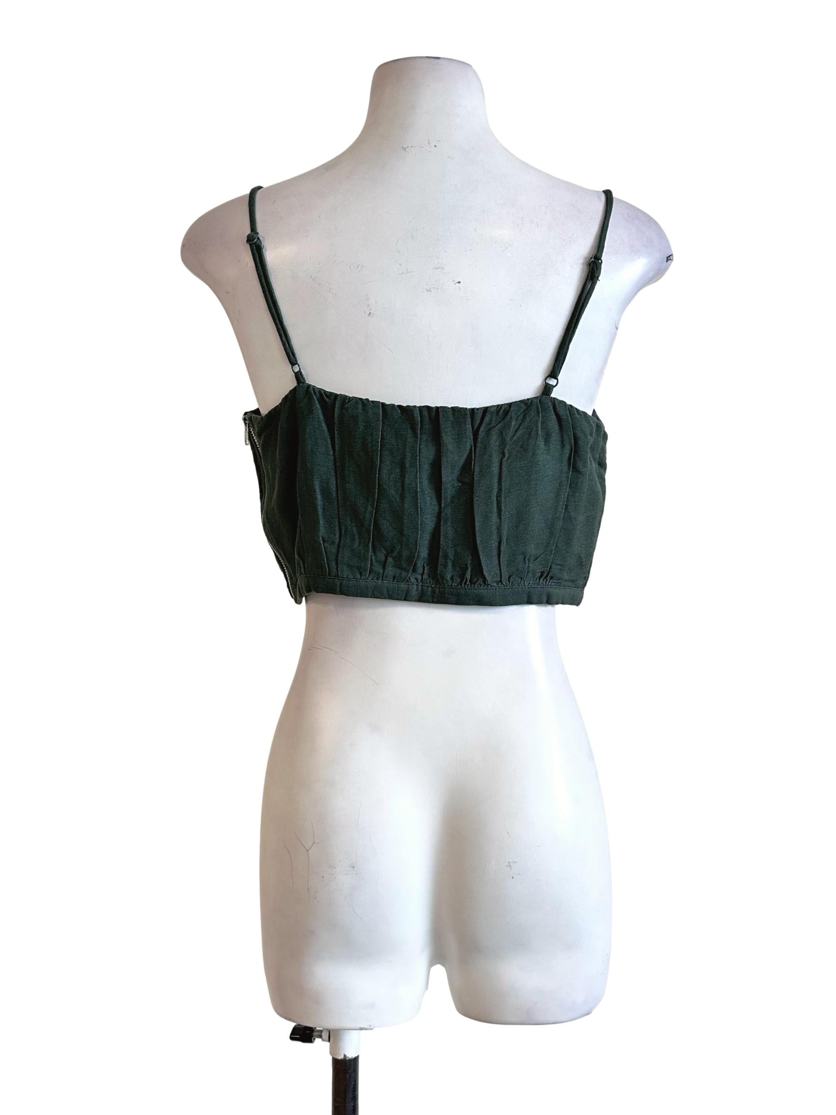 Basil Green Padded Sleeveless Crop Top LB