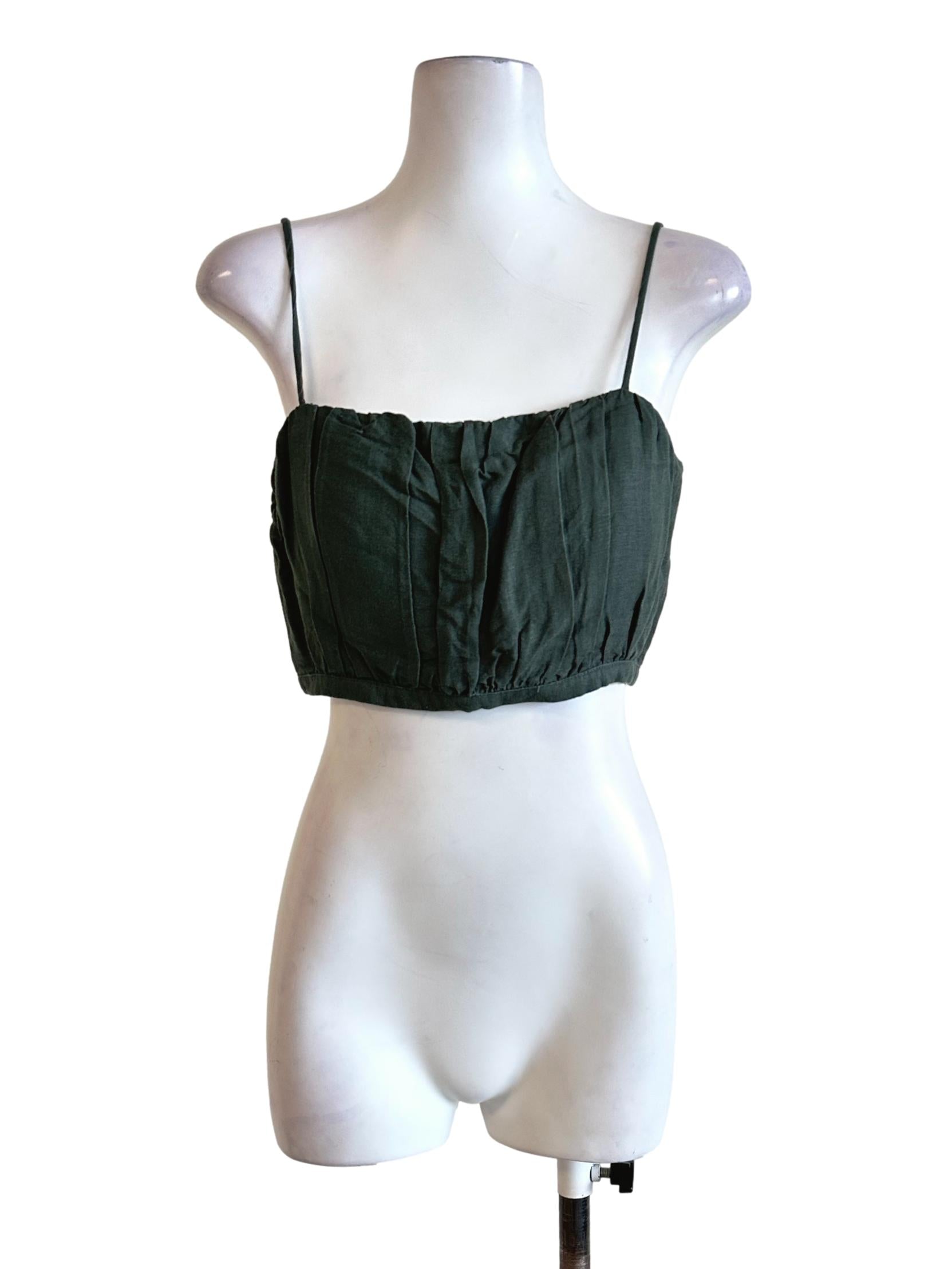 Basil Green Padded Sleeveless Crop Top LB