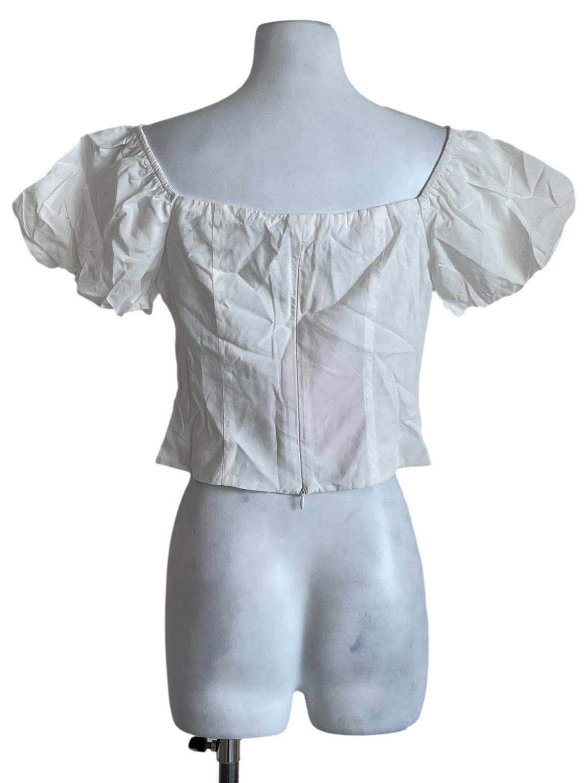 White Square Neckline Blouse