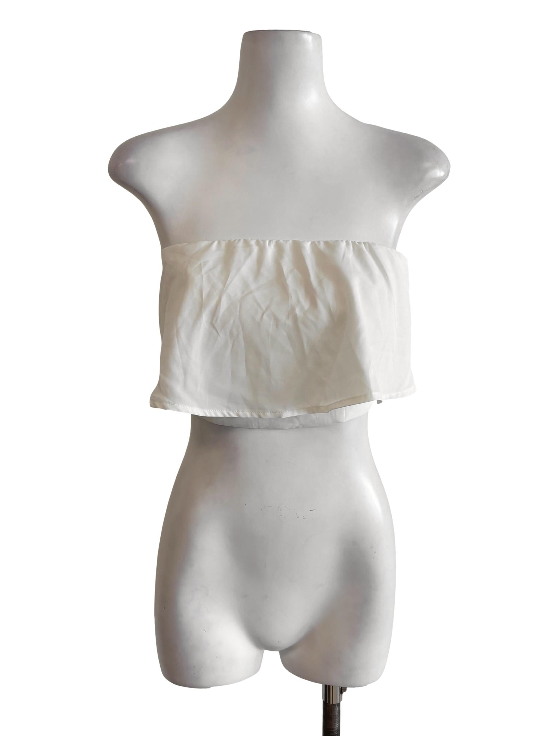 White Layered Ruffle Tube Top