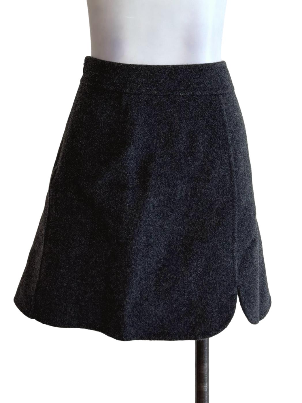 Charcoal Grey Wool Mini Skirt