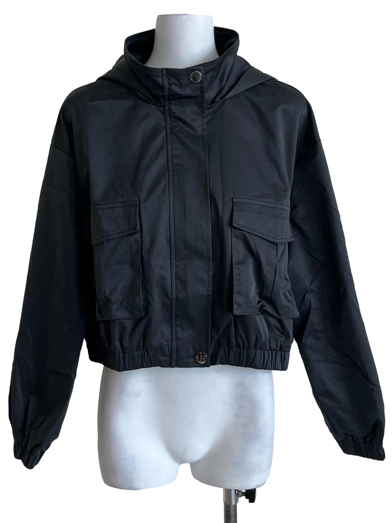 Stone Grey Cropped Zip-Up Hoodie