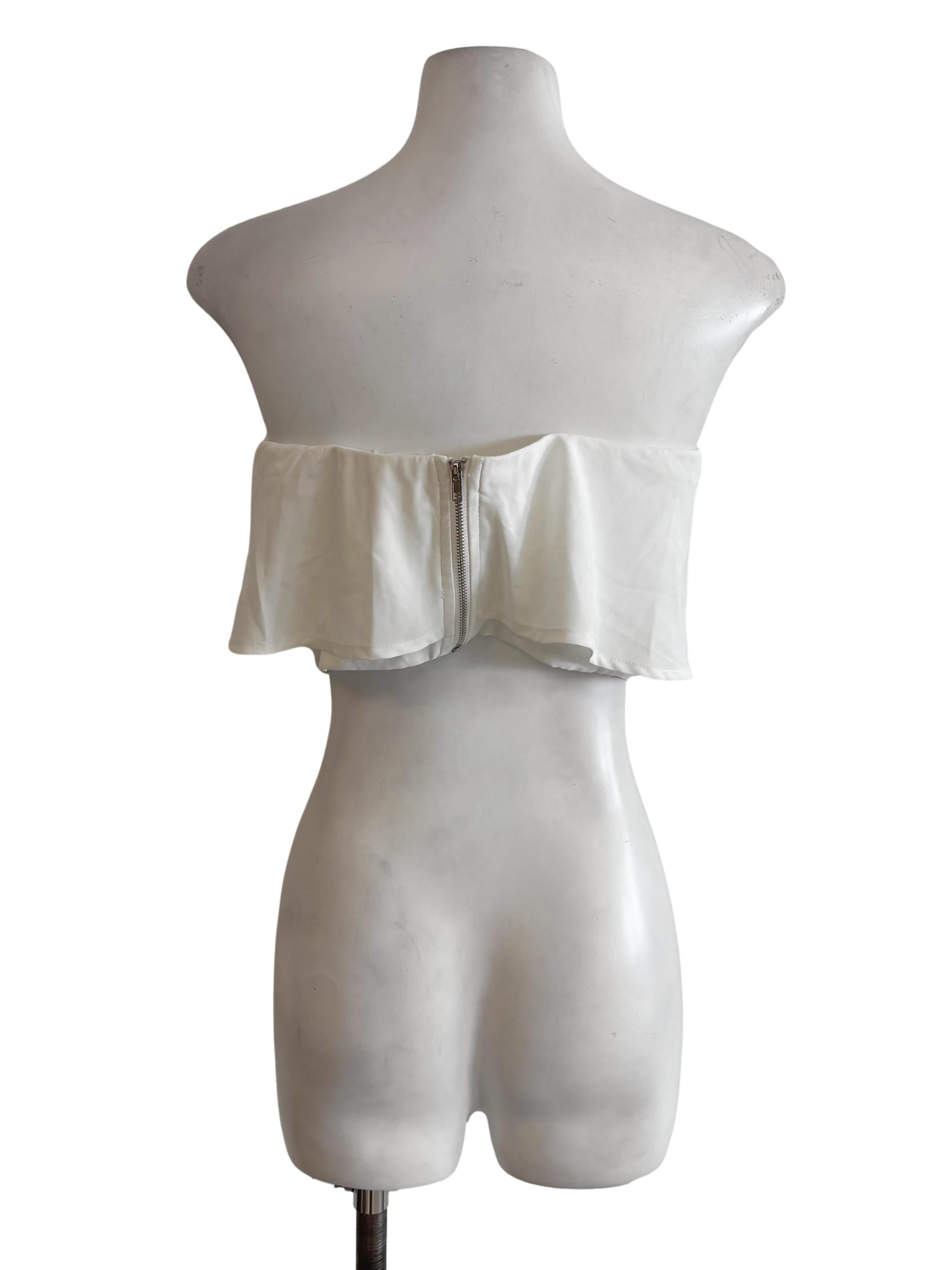 White Layered Ruffle Tube Top