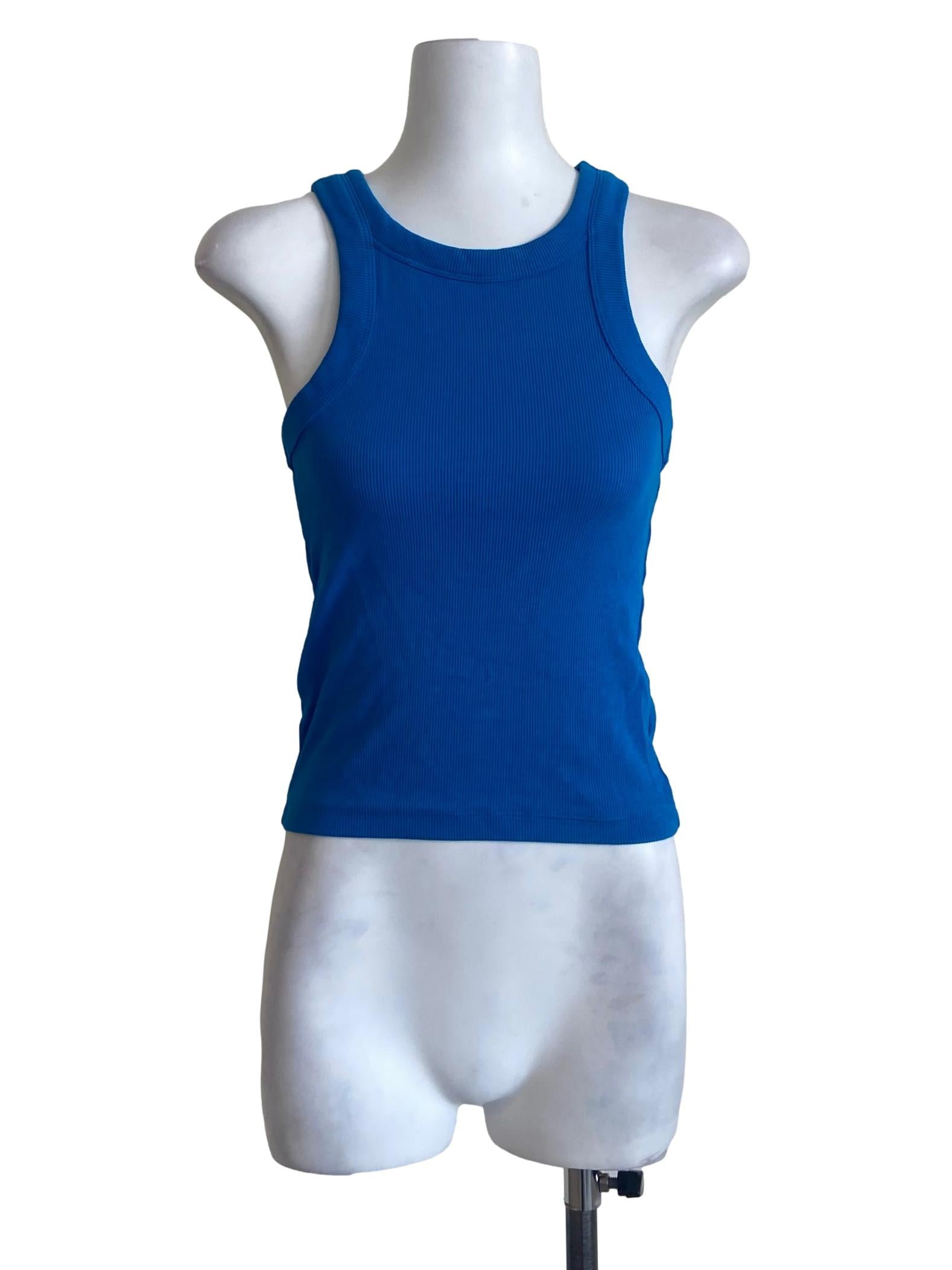Cobalt Blue Sleeveless Jewel Neck Top
