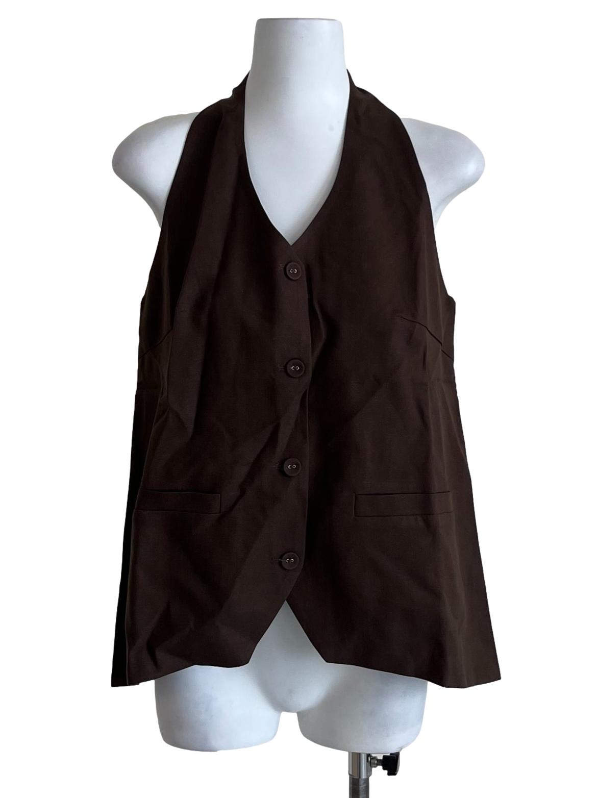 Brown Buttoned-Down Vest