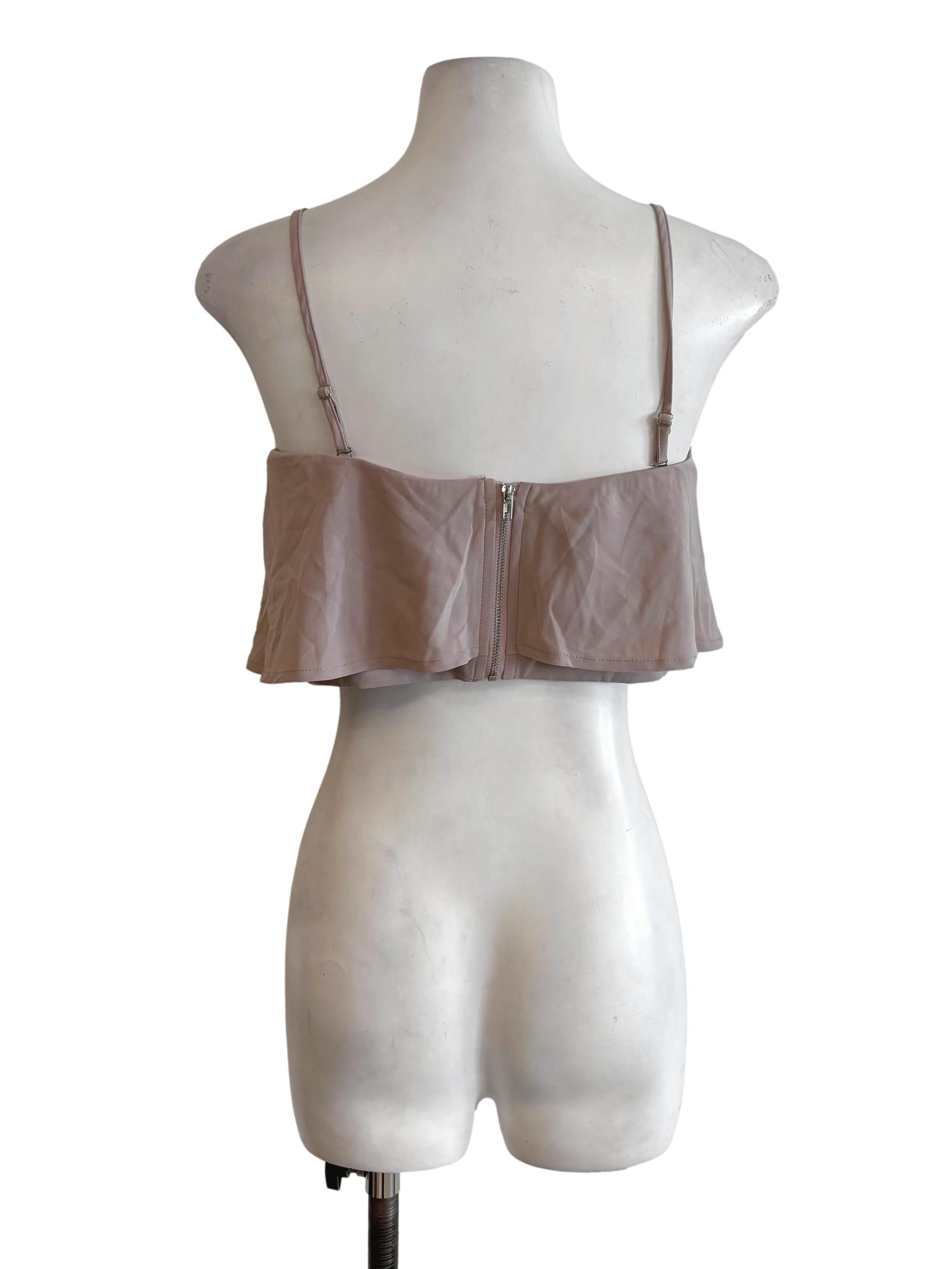 Dusty Pink Layered Ruffle Crop Top