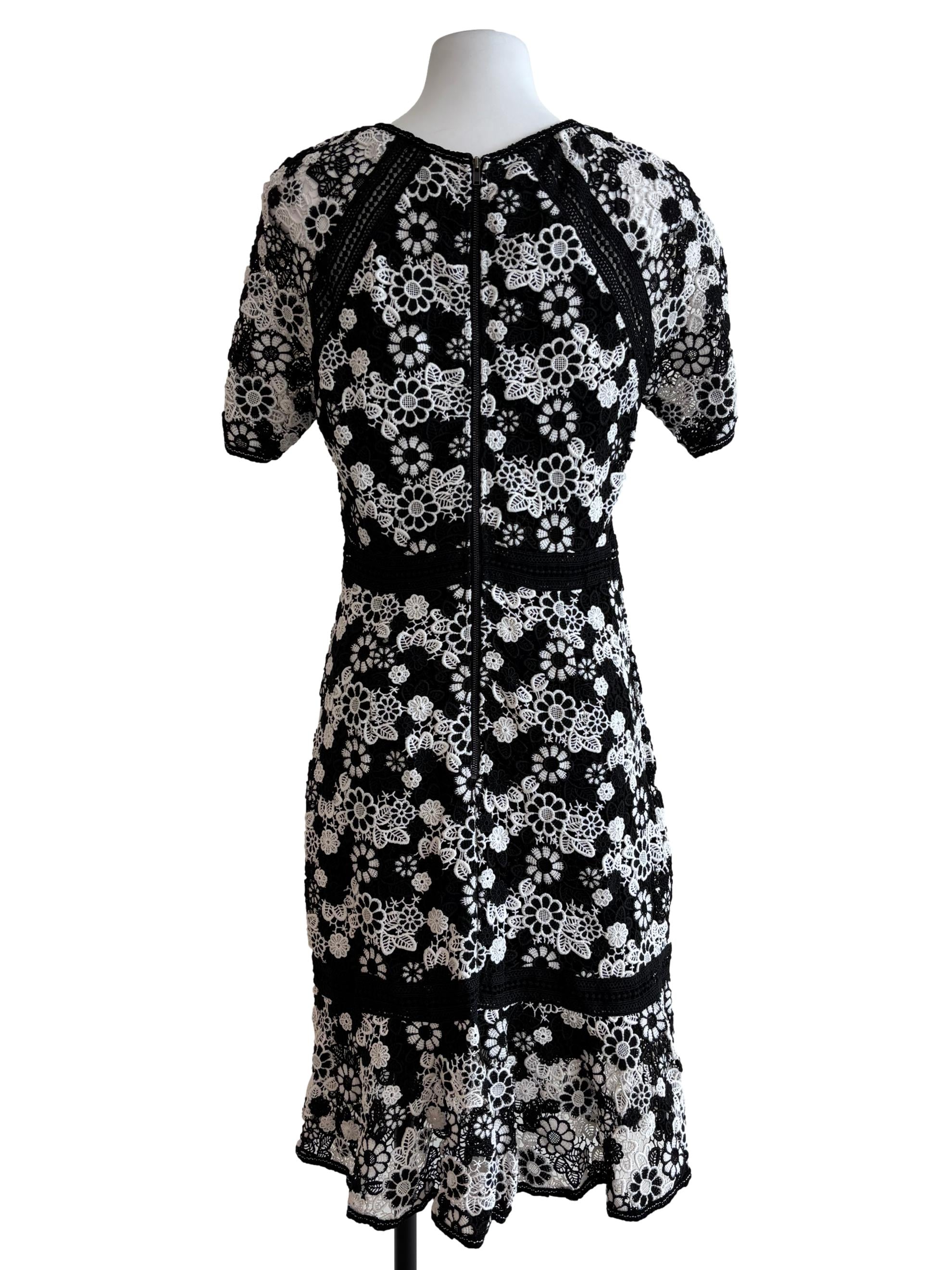 Black And White Floral Knit Dress