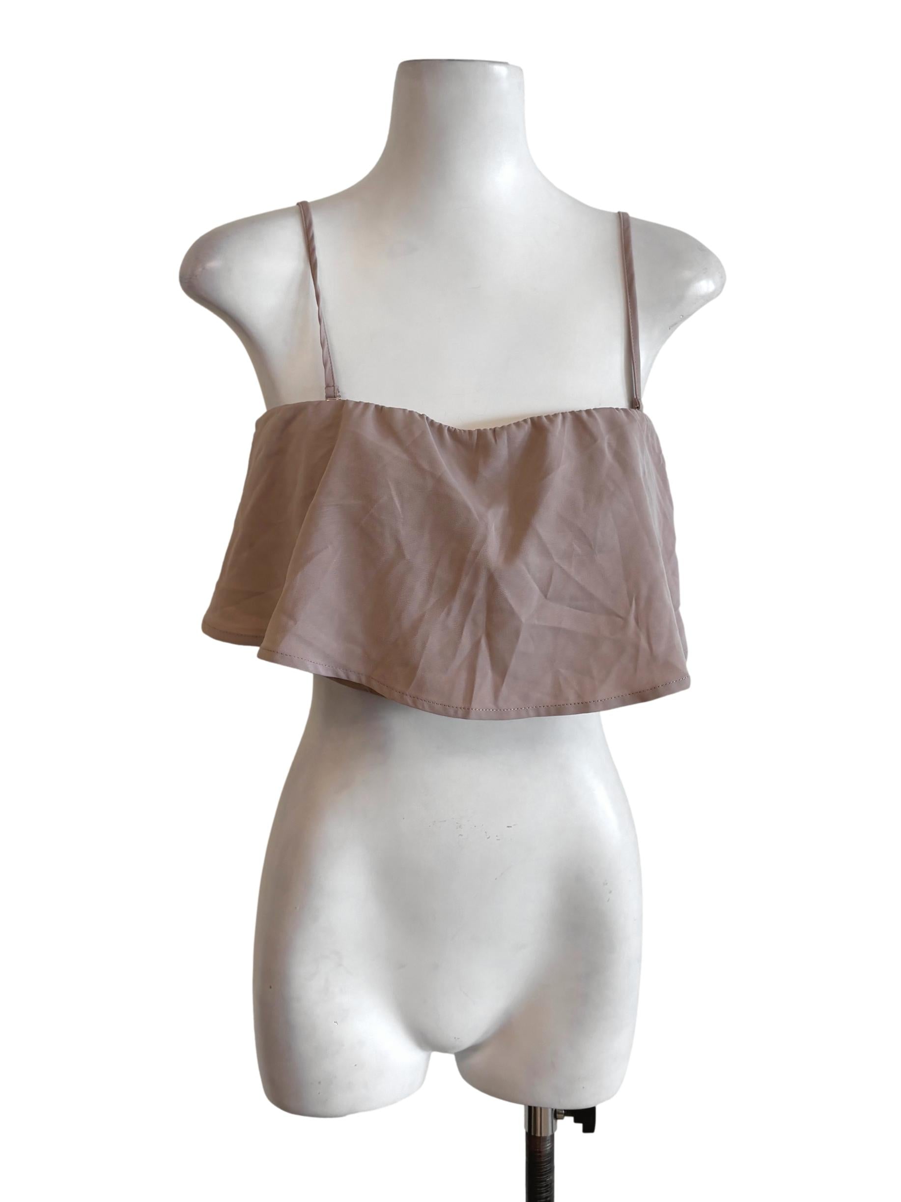 Dusty Pink Layered Ruffle Crop Top