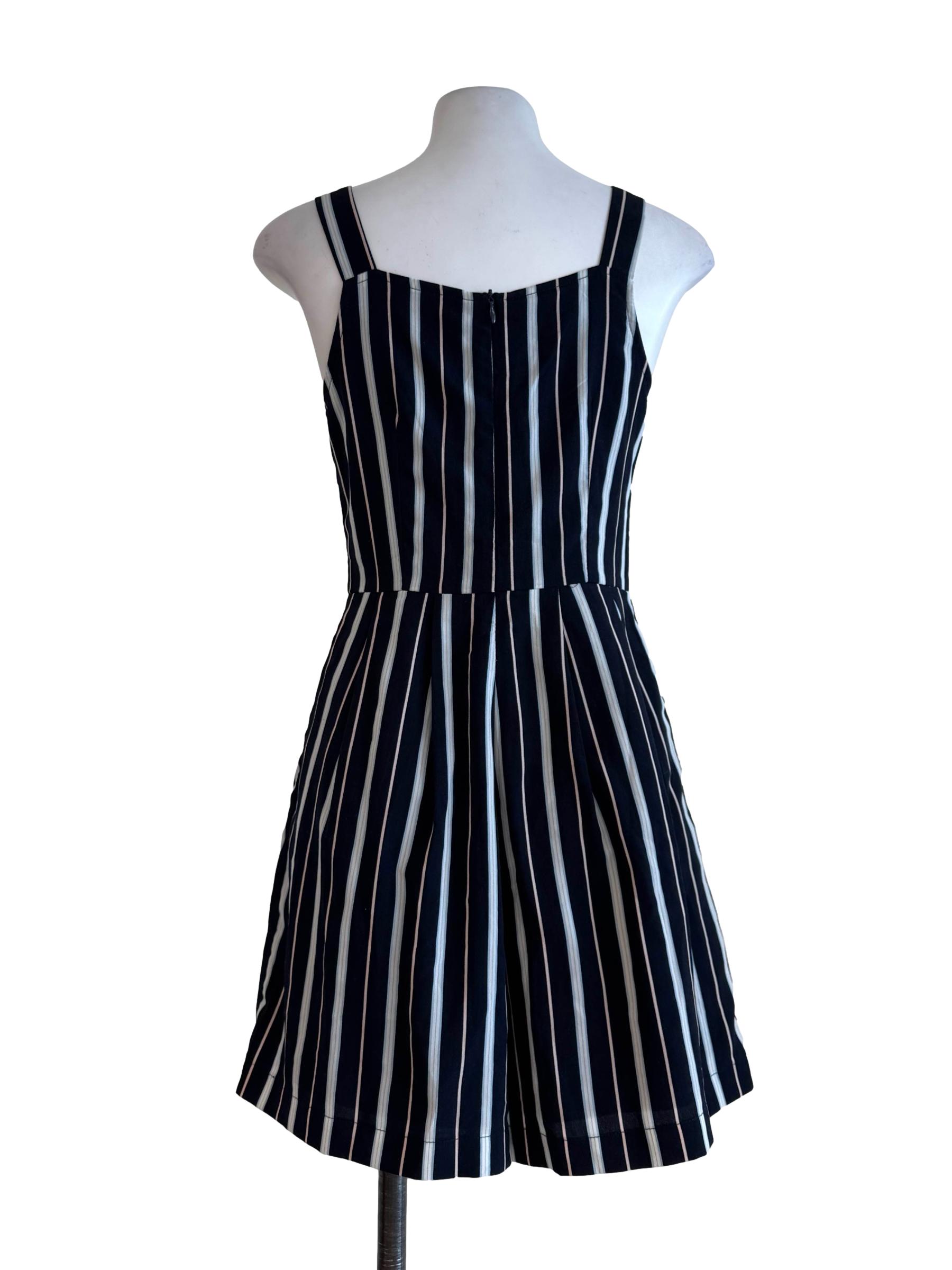 Navy Blue Stripes Sleeveles Jumper